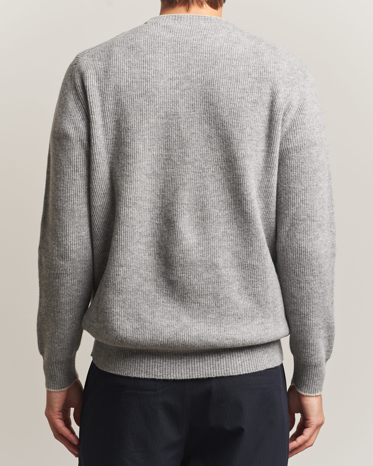Homme | Pulls Et Tricots | Altea | Rib Wool Raglan Sweater Light Grey