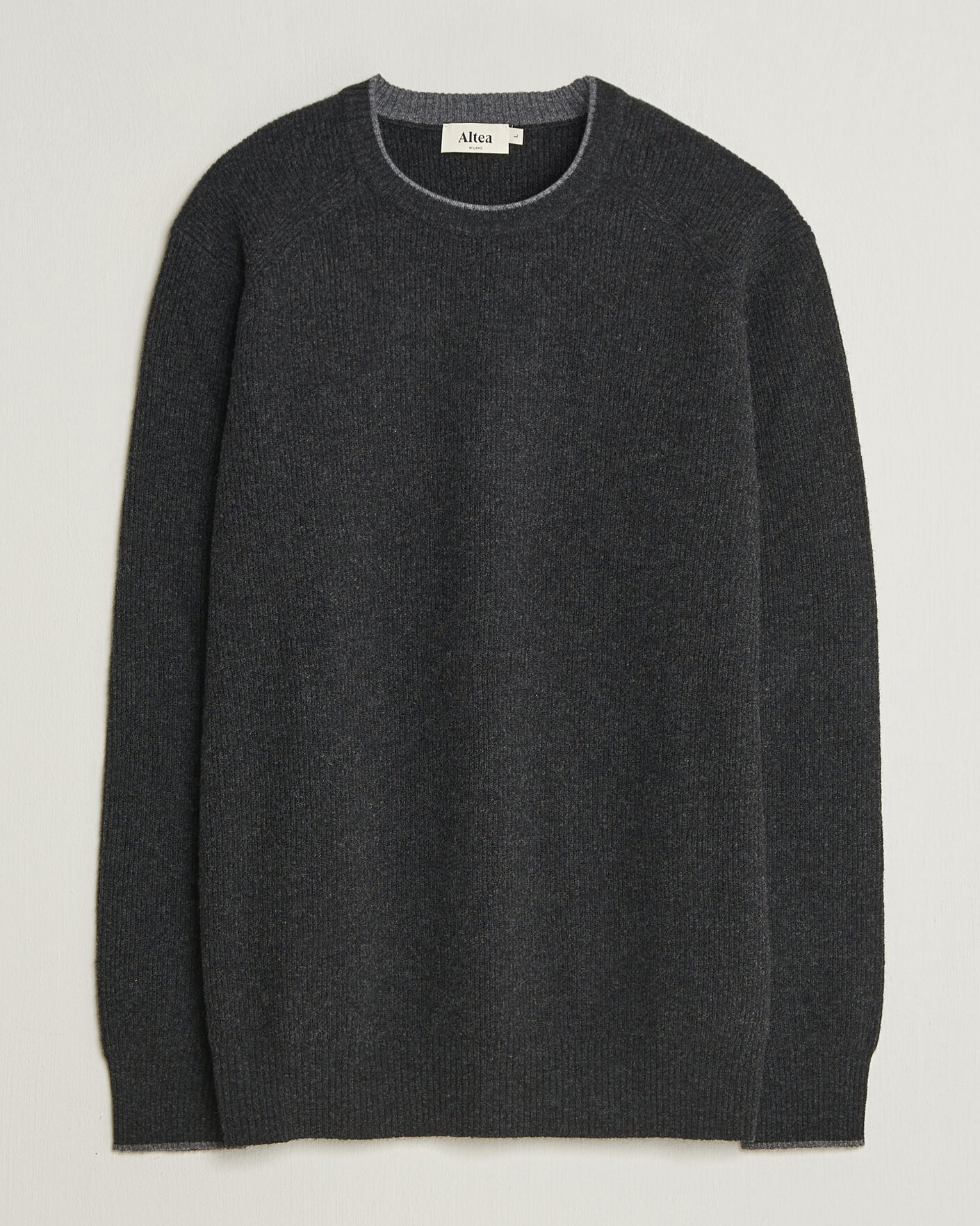 Heren | Truien | Altea | Rib Wool Raglan Sweater Charcoal