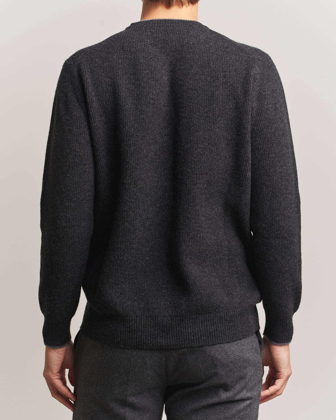 Heren | Truien | Altea | Rib Wool Raglan Sweater Charcoal