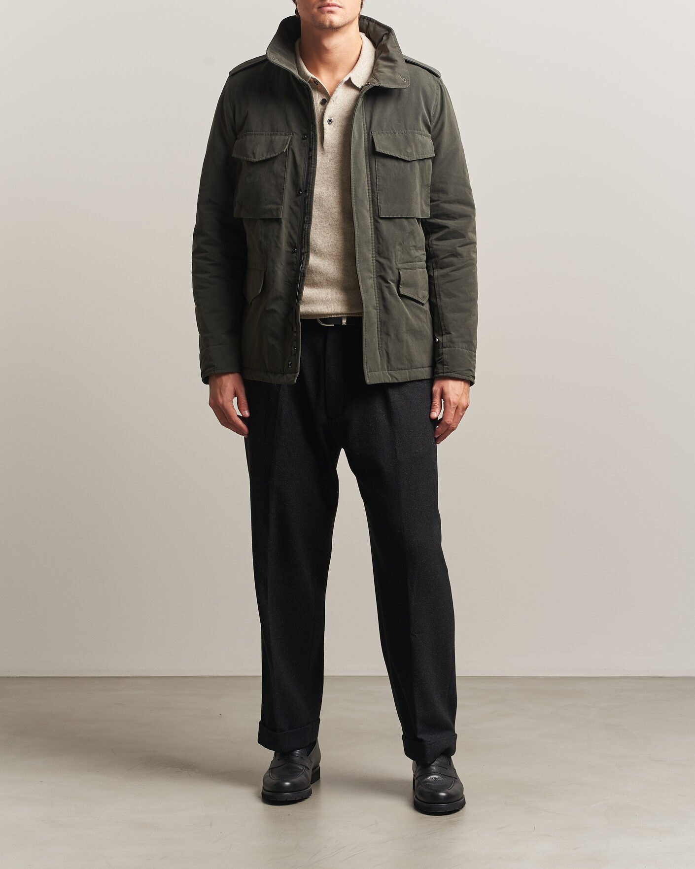 Heren | Jassen | Aspesi | Lined Cotton Field Jacket Grey