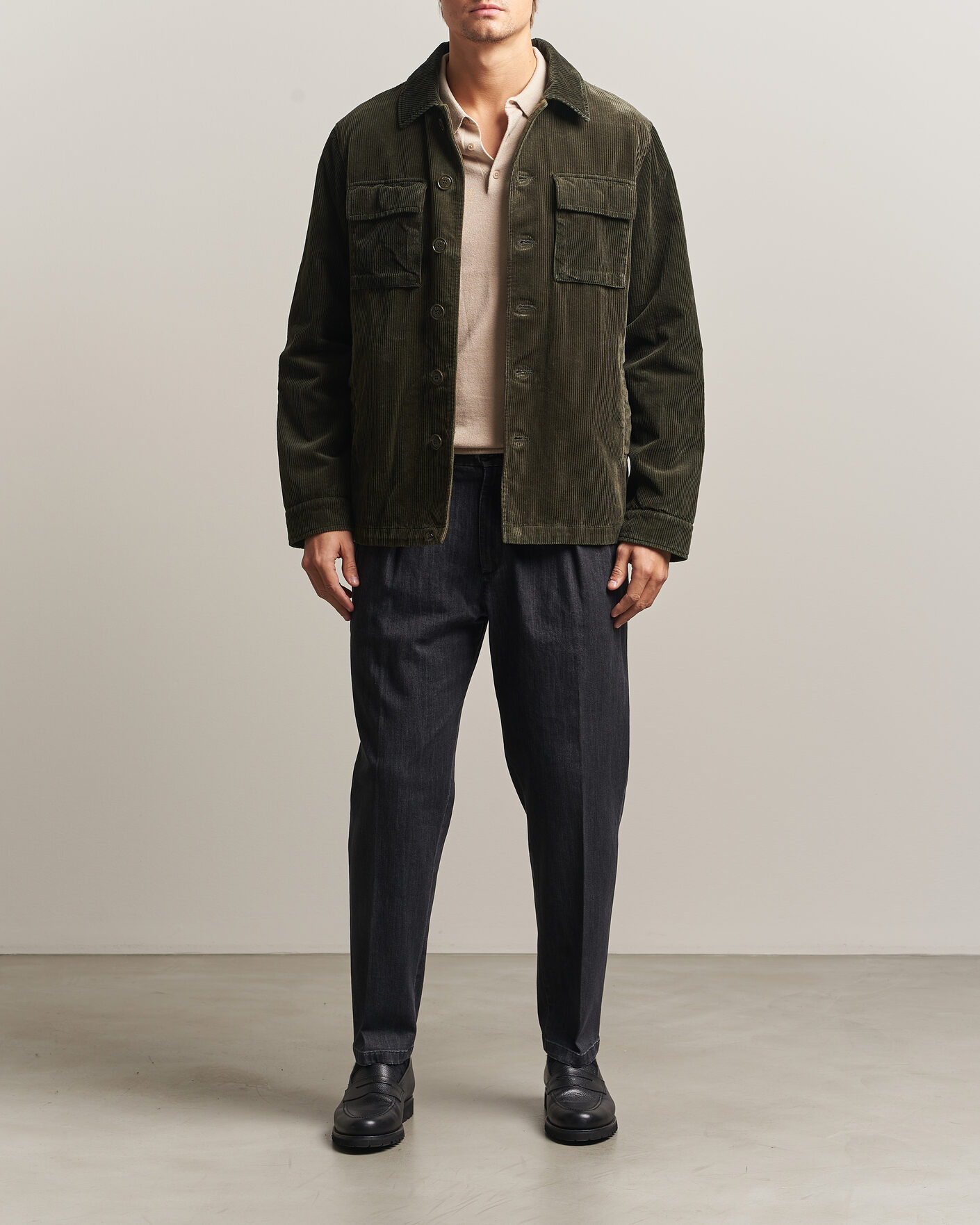 Homme | Manteaux Et Vestes | Aspesi | Tigre Corduroy Shirt Jacket Military
