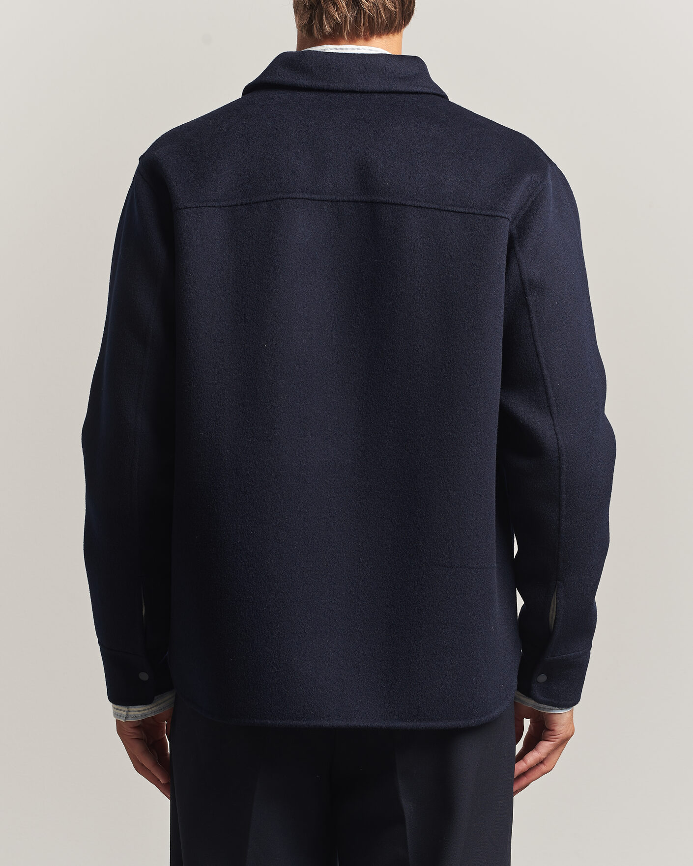 Heren | Jassen | Aspesi | Double Wool Shirt Jacket Navy