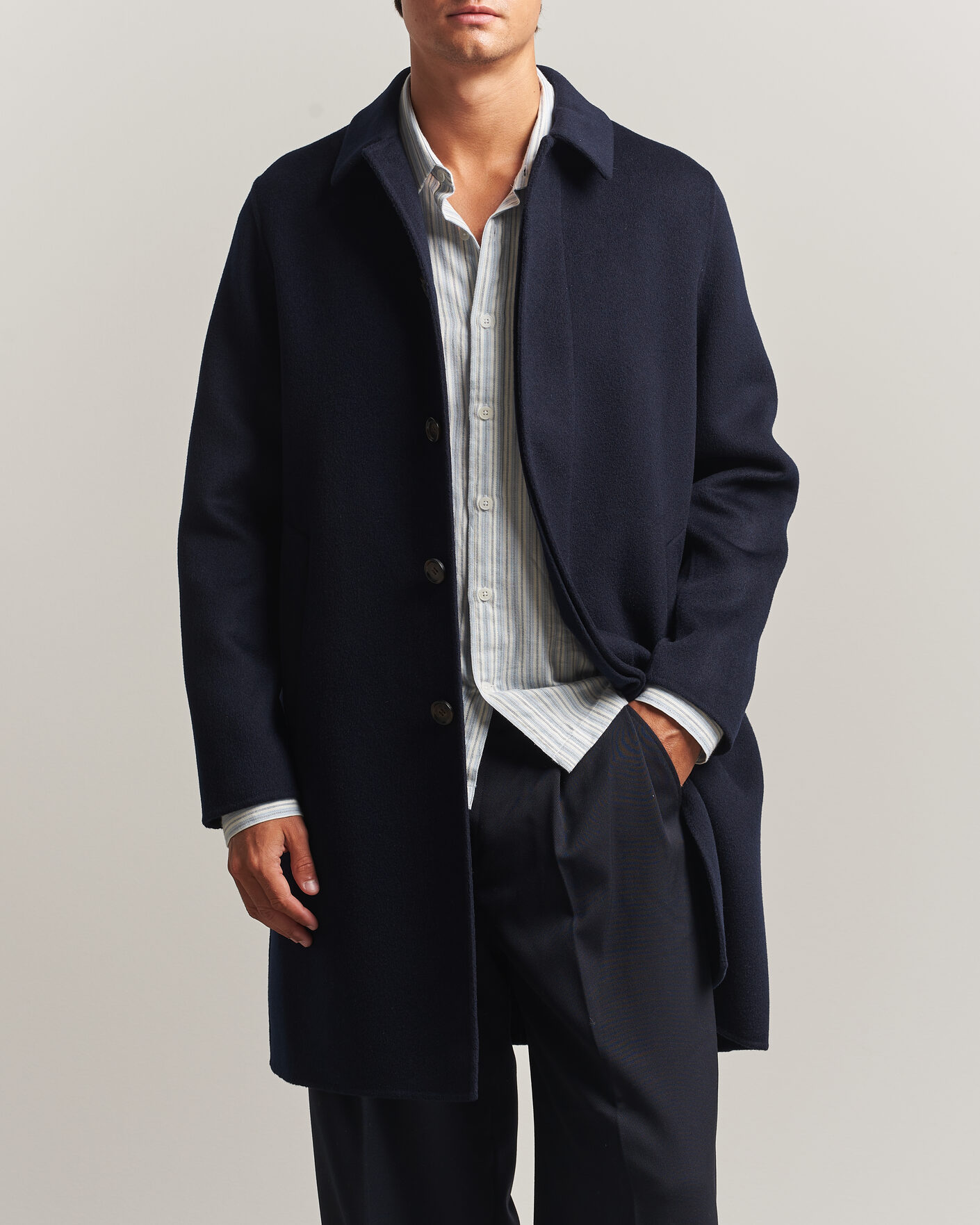 Heren | Jassen | Aspesi | Double Wool Coat Navy