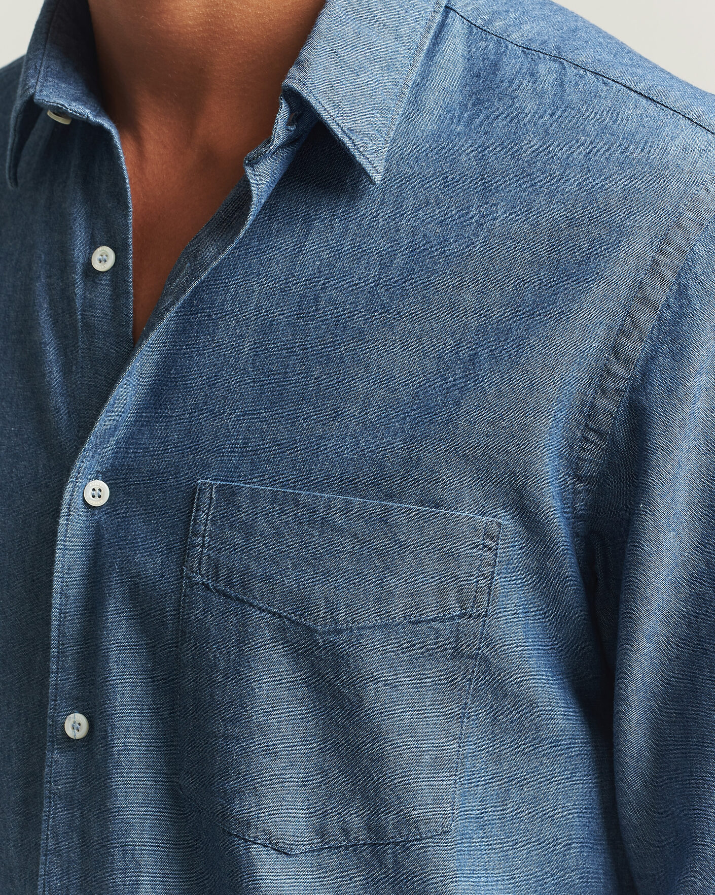 Homme | Chemises | Aspesi | Chambray Shirt Blue Denim