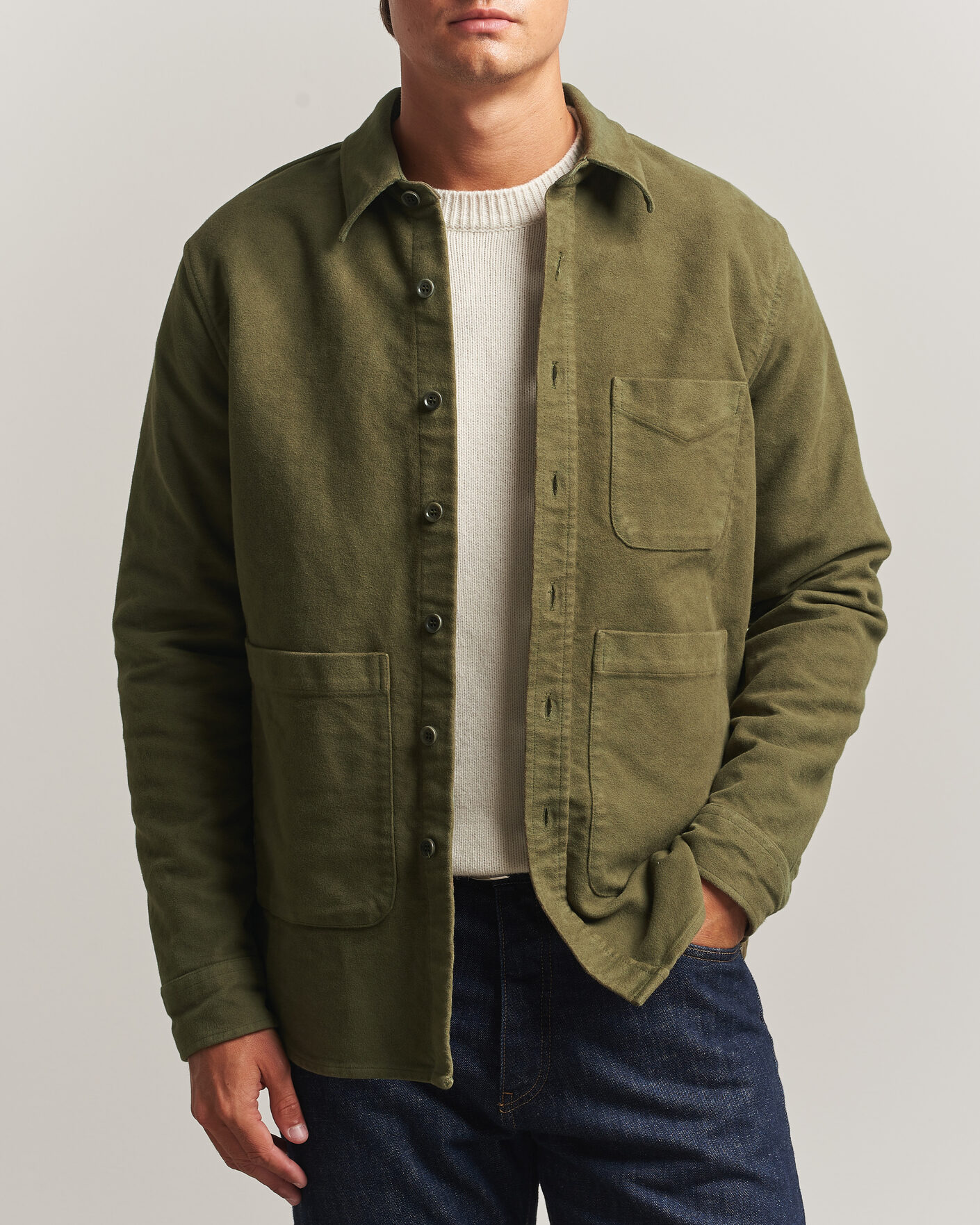 Homme | Chemises | Aspesi | Moleskine Utility Shirt Military