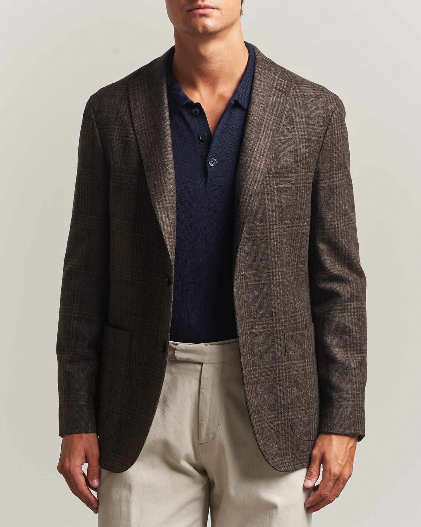 Heren | Blazers | Boglioli | K Jacket Wool Check Blazer Dark Brown