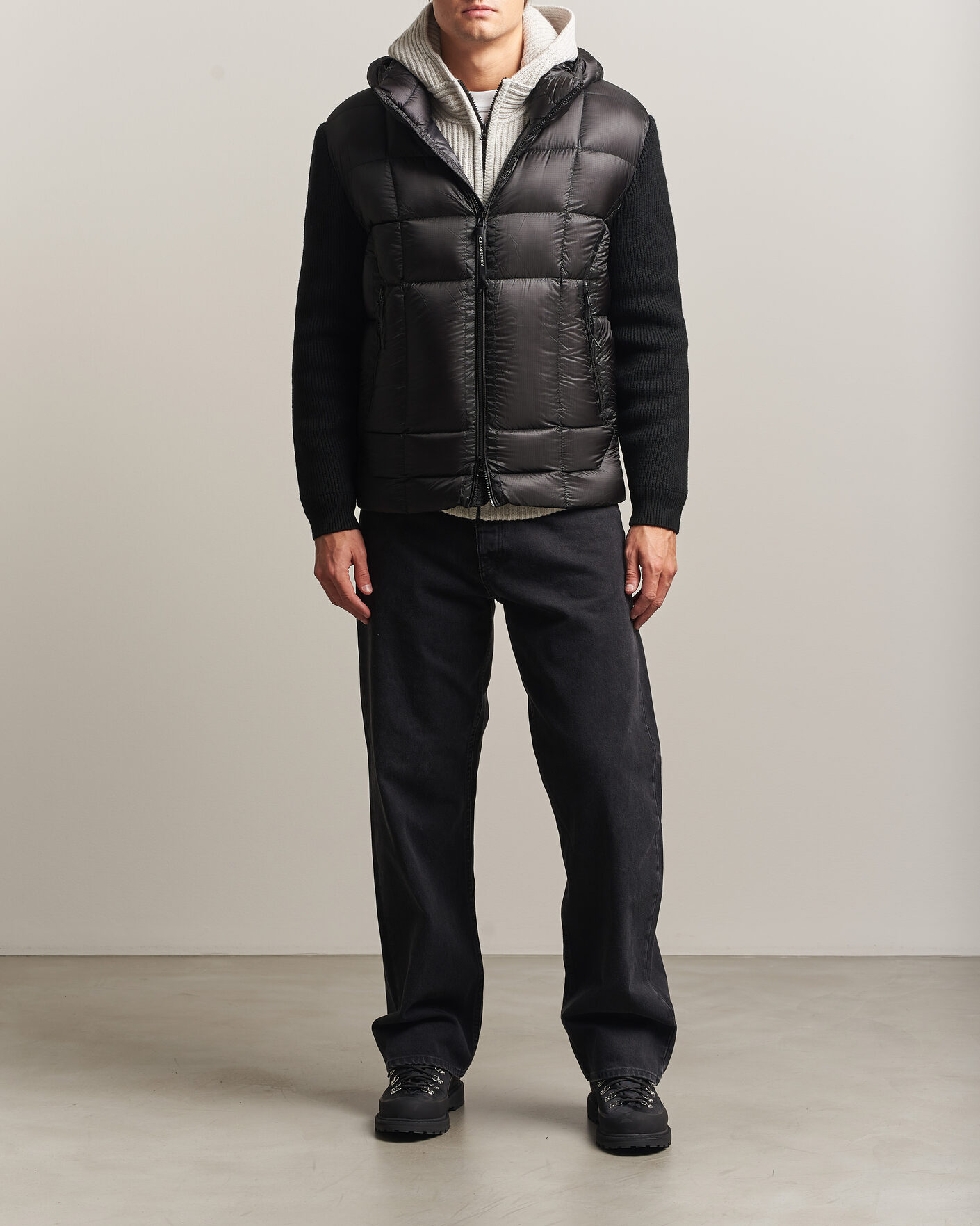 Heren | Jassen | C.P. Company | Merino Wool Padded Hybrid Hood Jacket Black