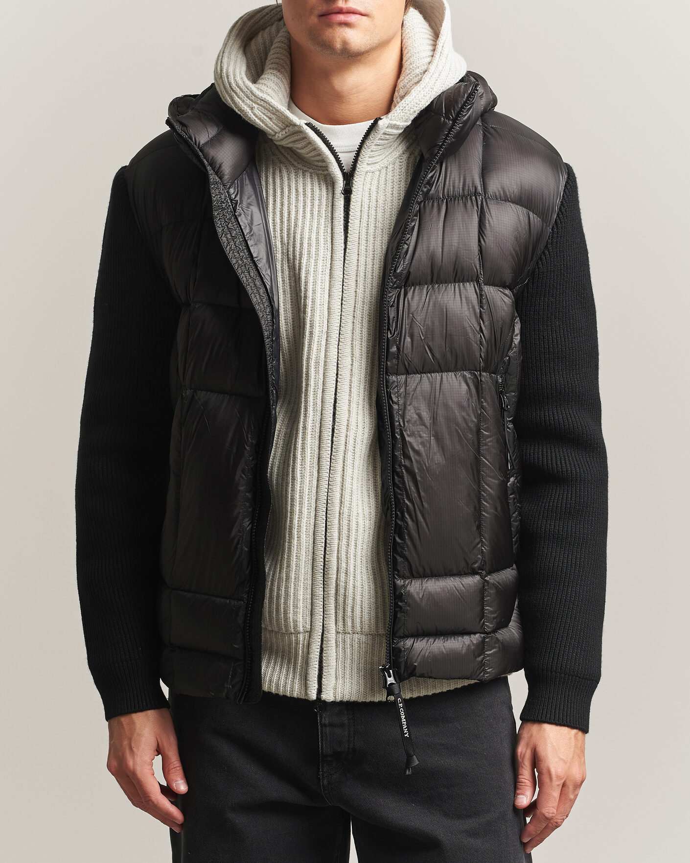 Heren | Jassen | C.P. Company | Merino Wool Padded Hybrid Hood Jacket Black