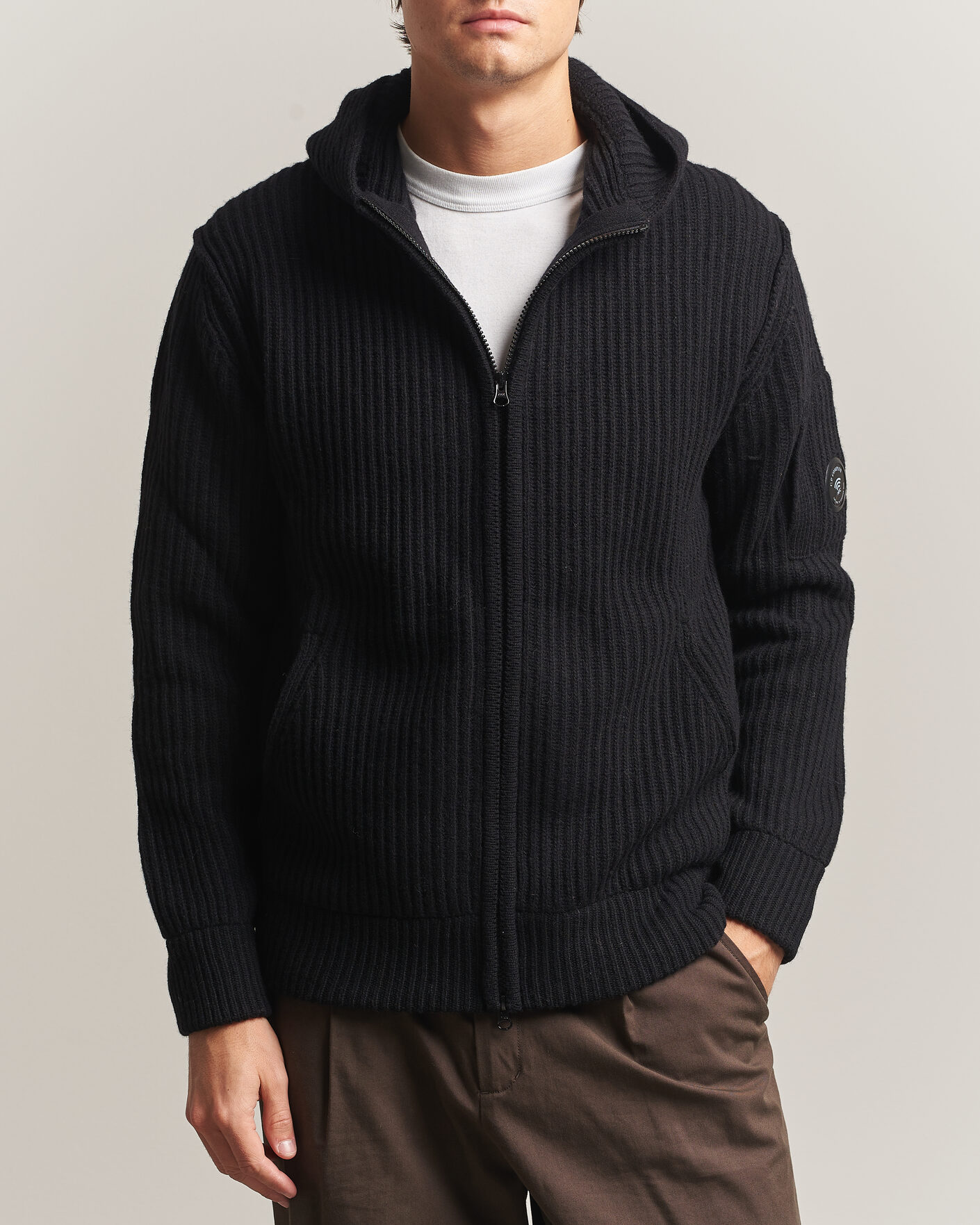Homme | Pulls Et Tricots | C.P. Company | Heavy Lambswool Hood Zip Black