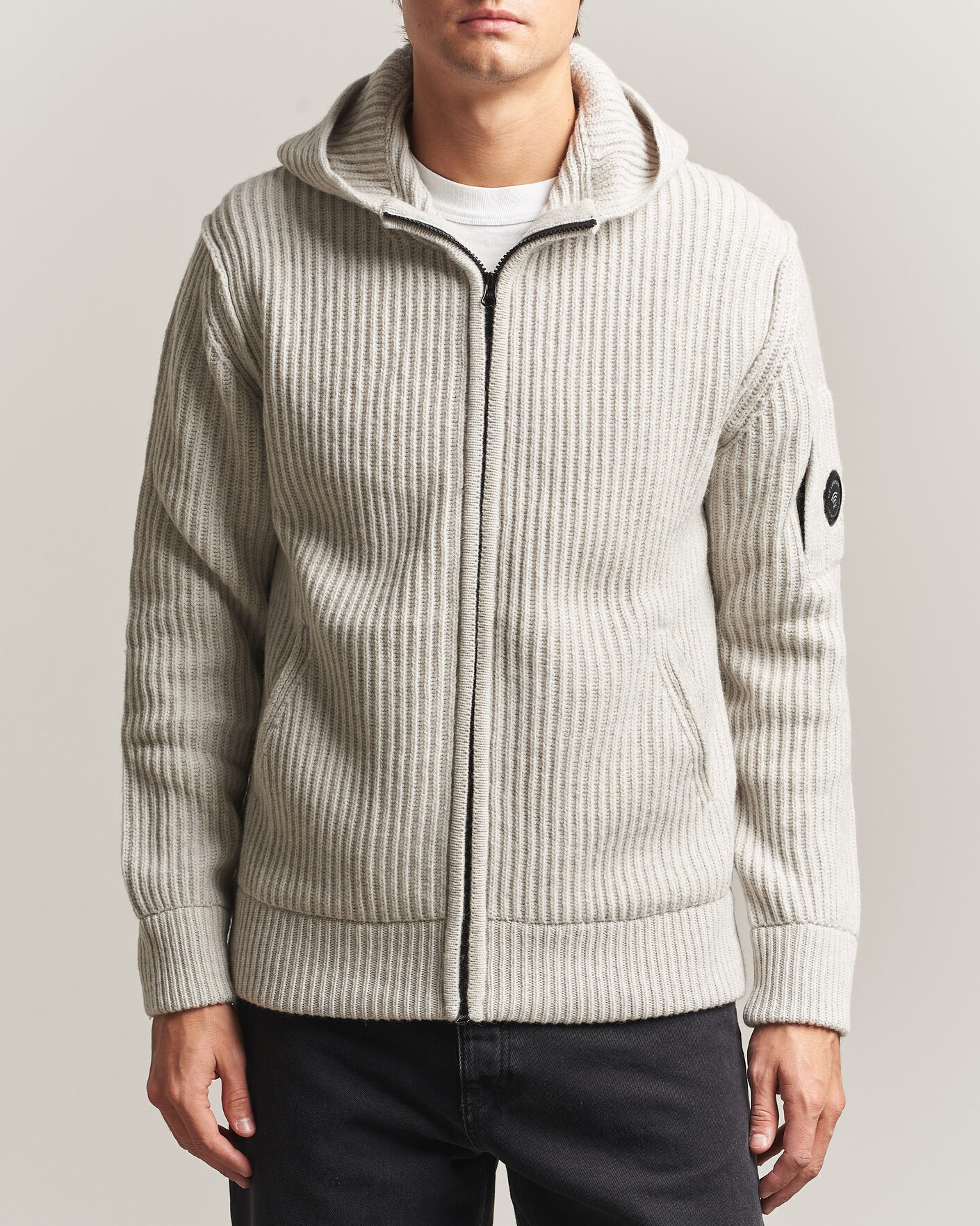 Homme | Pulls Et Tricots | C.P. Company | Heavy Lambswool Hood Zip Light Grey