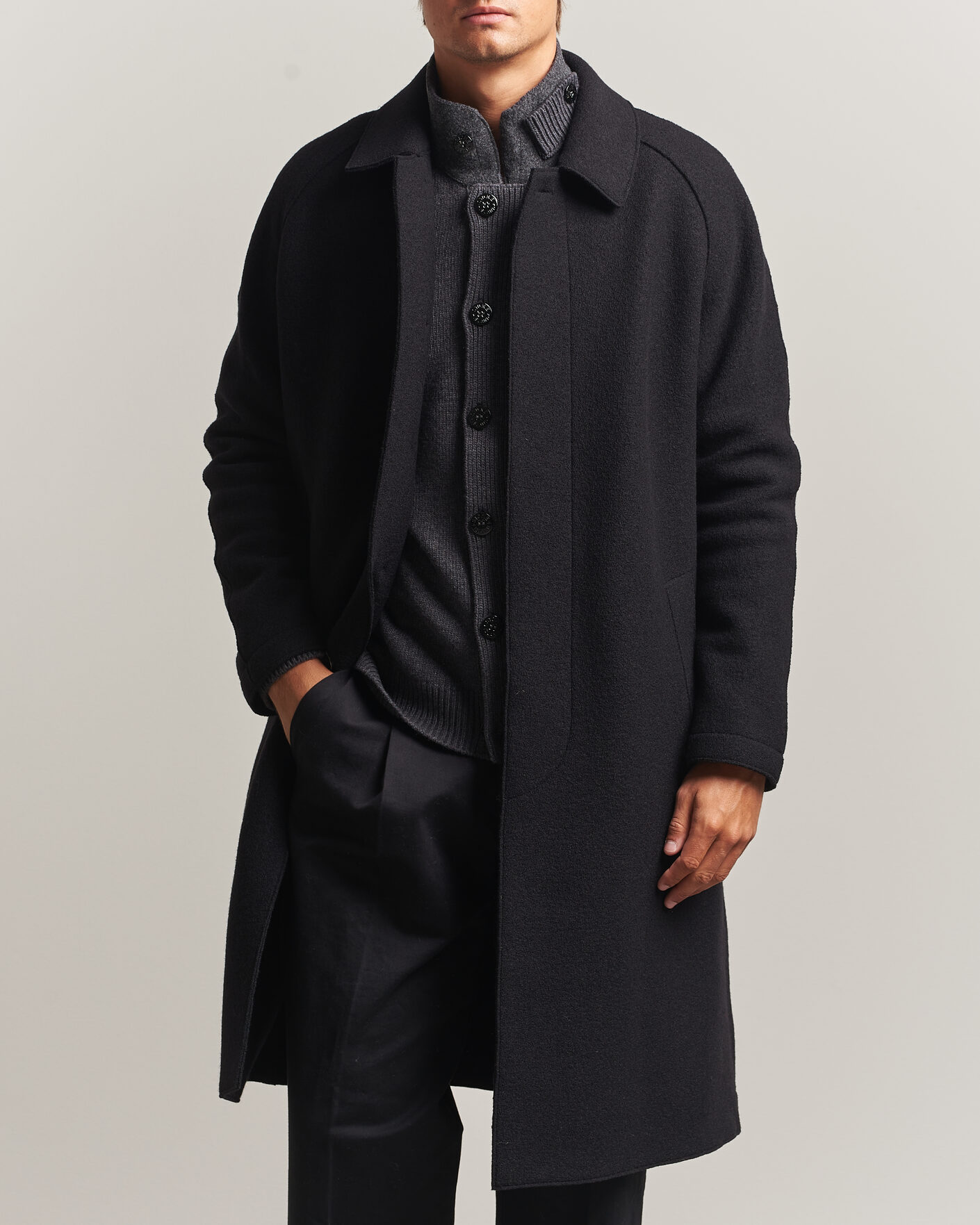 Homme | Manteaux Et Vestes | Harris Wharf London | Boiled Wool Fly Front Balmacan Coat Black
