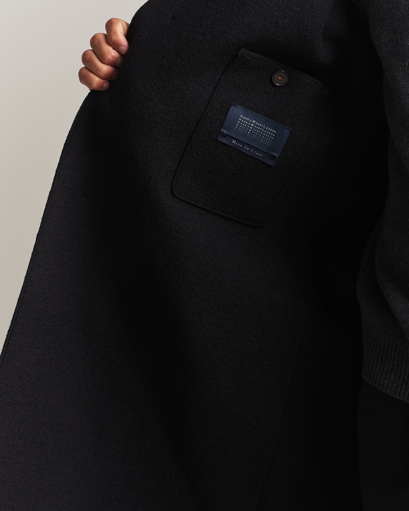 Homme | Manteaux Et Vestes | Harris Wharf London | Boiled Wool Fly Front Balmacan Coat Black