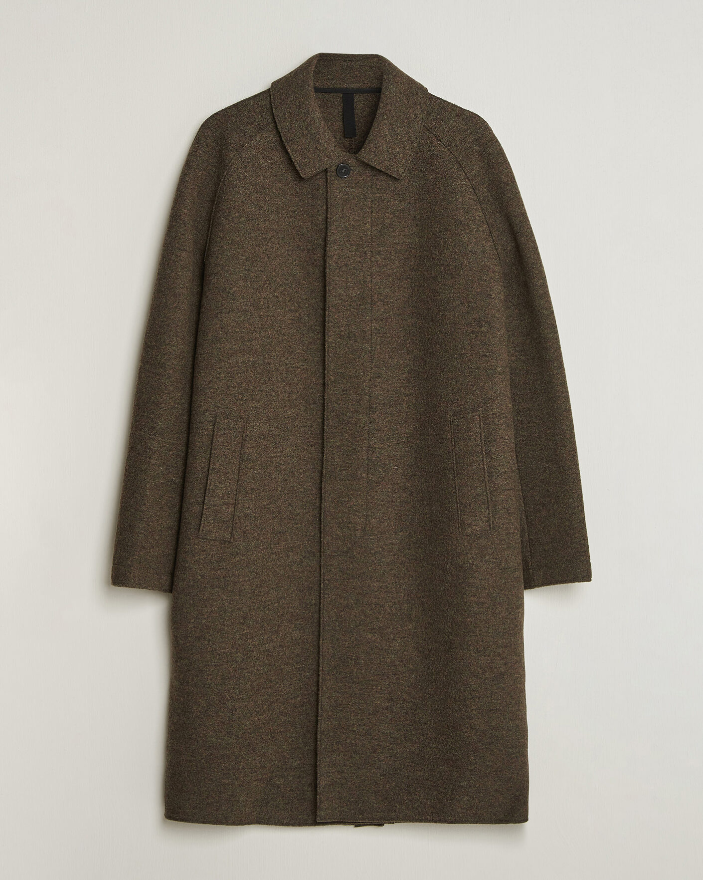 Homme | Manteaux Et Vestes | Harris Wharf London | Boiled Wool Fly Front Balmacan Coat Brown/Green