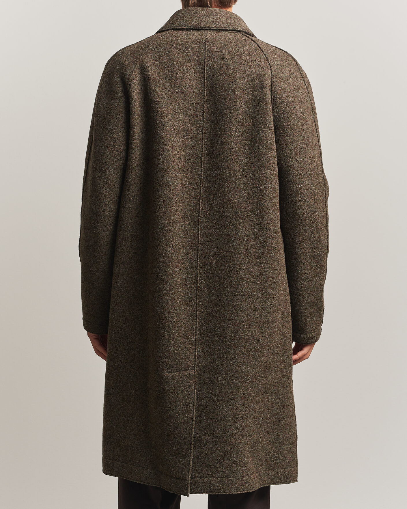 Homme | Manteaux Et Vestes | Harris Wharf London | Boiled Wool Fly Front Balmacan Coat Brown/Green