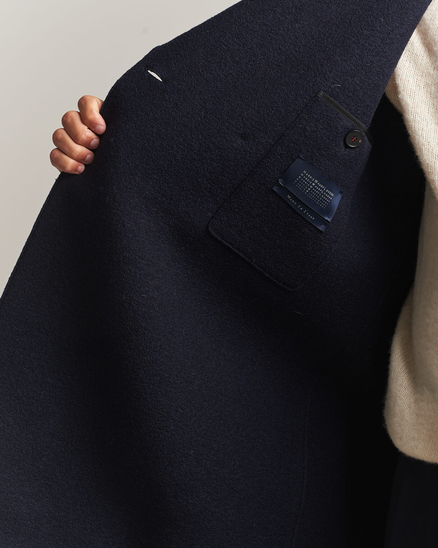 Heren | Jassen | Harris Wharf London | Pressed Wool Long Peacoat Navy Blue