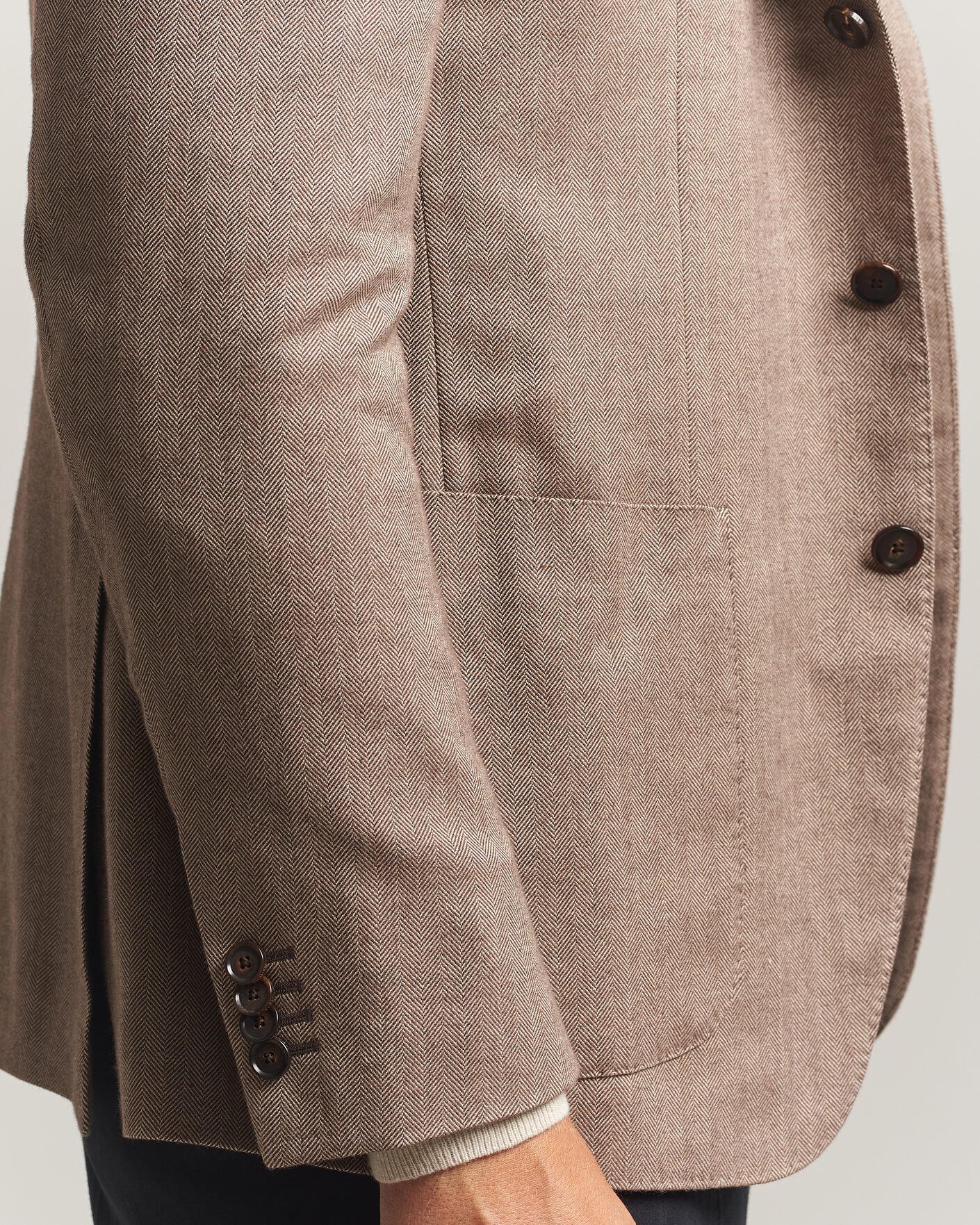 Homme | Blazers | Caruso | Aida Herringbone Cotton Flannel Blazer Beige