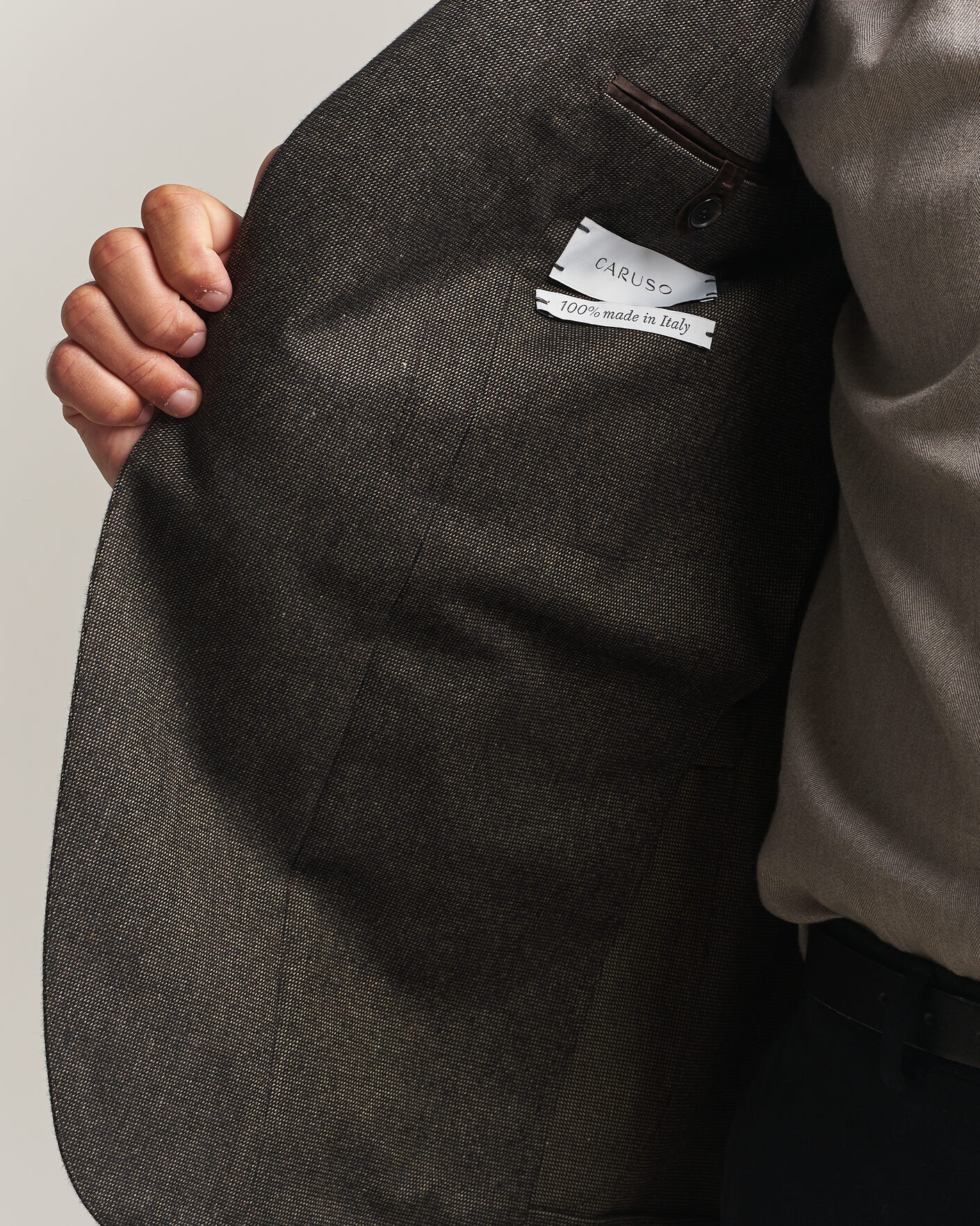 Heren | Blazers | Caruso | Aida Brushed Cotton Blazer Dark Brown