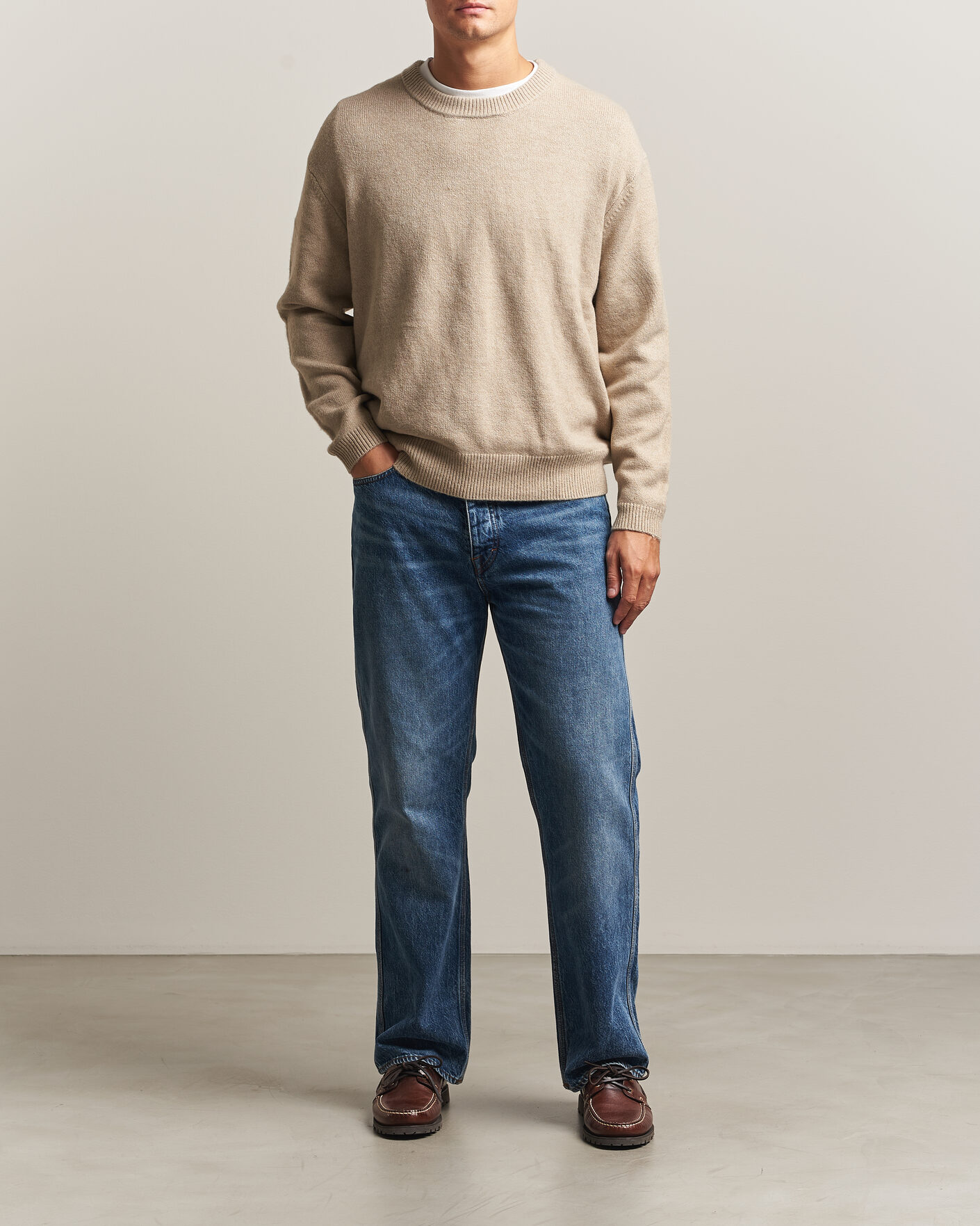 Homme | Pulls Et Tricots | KnowledgeCotton Apparel | Knitted Crewneck Feather Grey