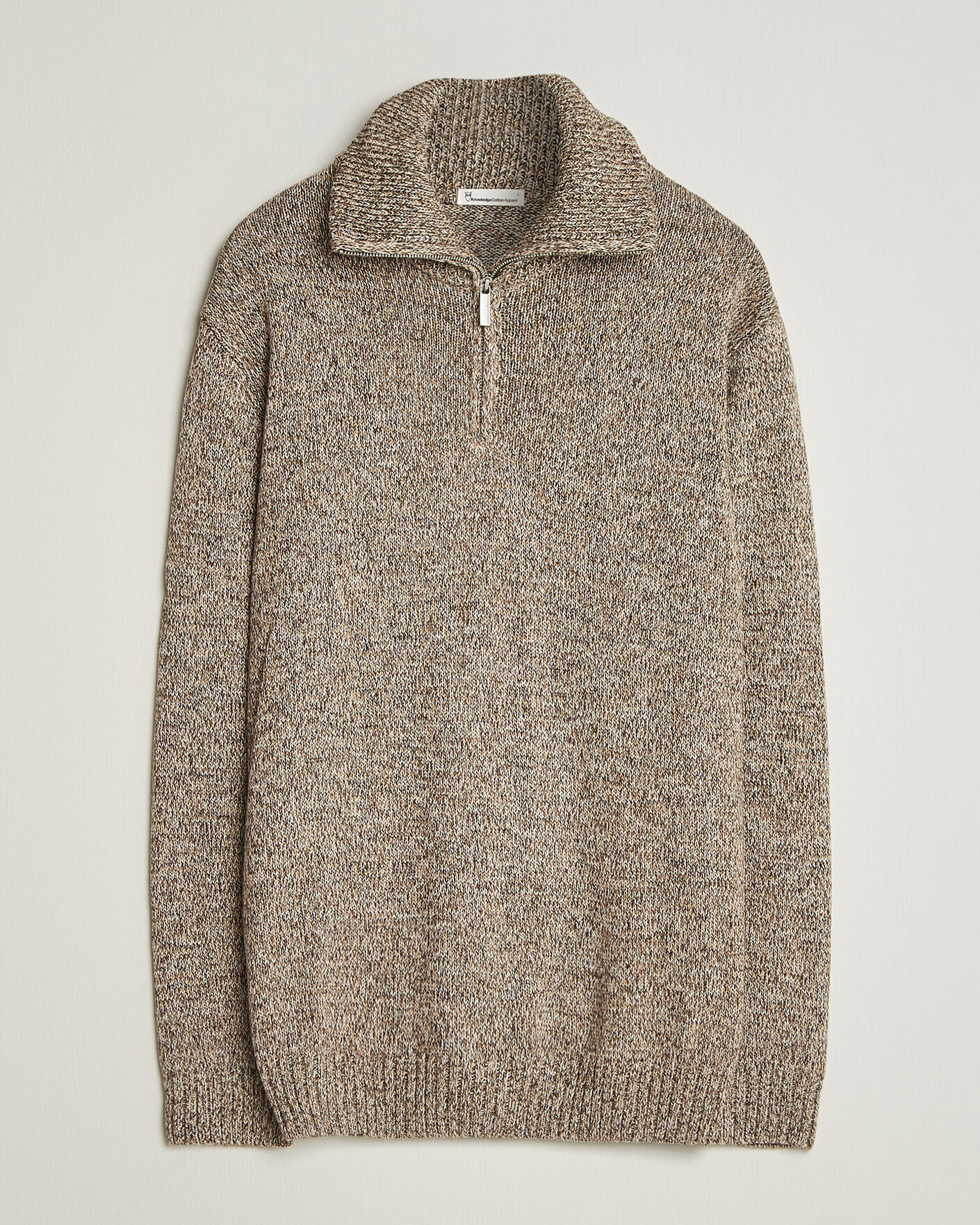 Homme | Pulls Et Tricots | KnowledgeCotton Apparel | Heavy Knitted Half Zip Brown
