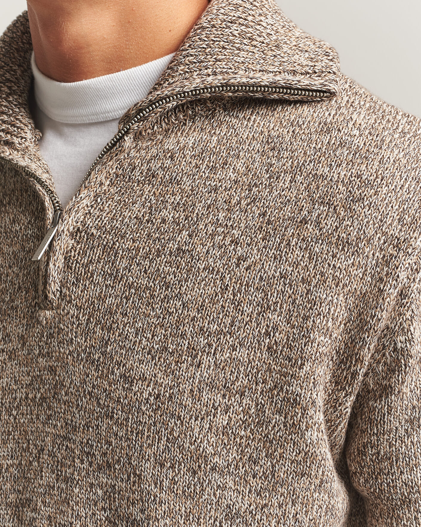 Homme | Pulls Et Tricots | KnowledgeCotton Apparel | Heavy Knitted Half Zip Brown