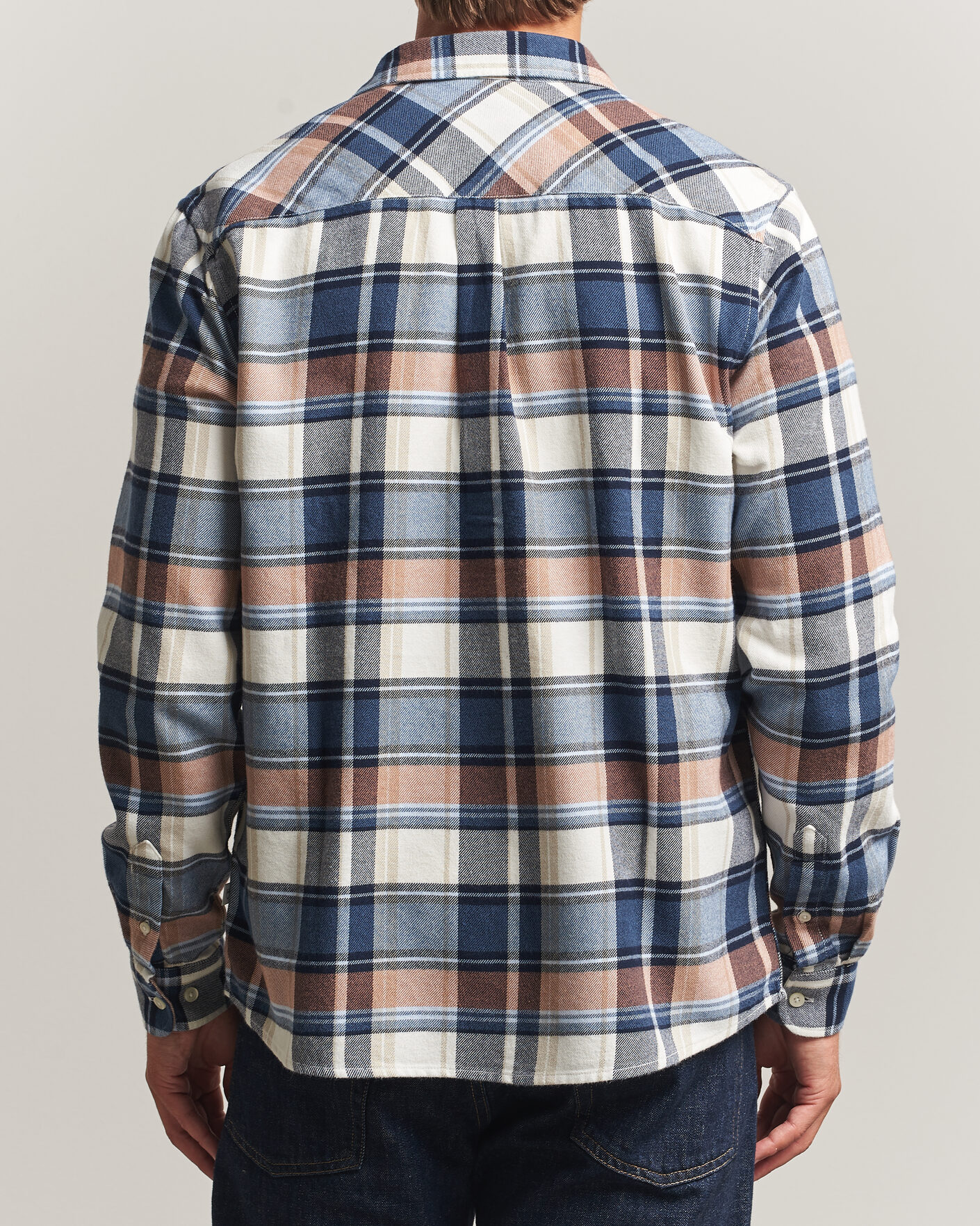Homme | Chemises | KnowledgeCotton Apparel | Regular Fit Check Melange Flannel Shirt Navy