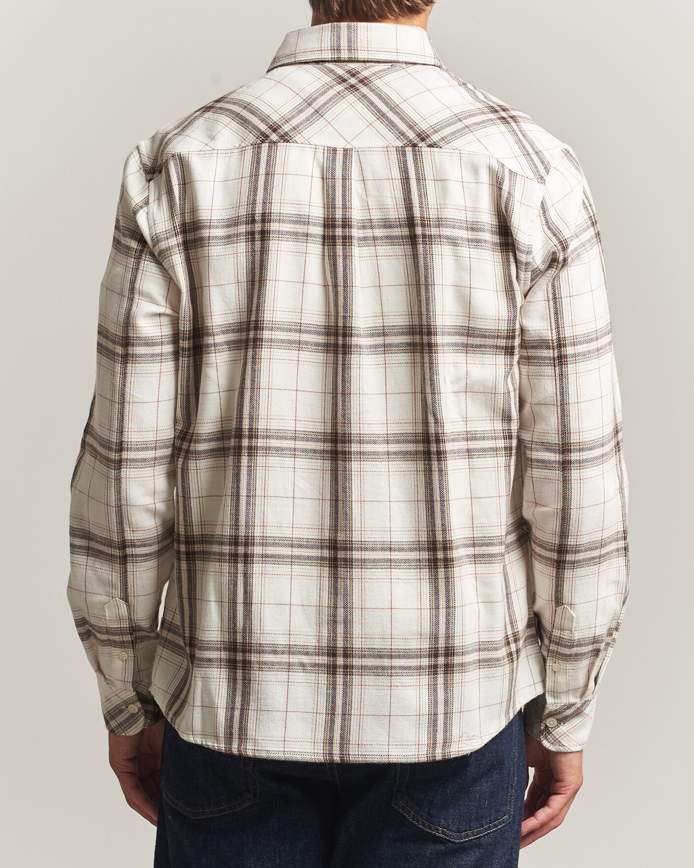 Homme | Chemises | KnowledgeCotton Apparel | Regular Fit Check Melange Flannel Shirt Cream