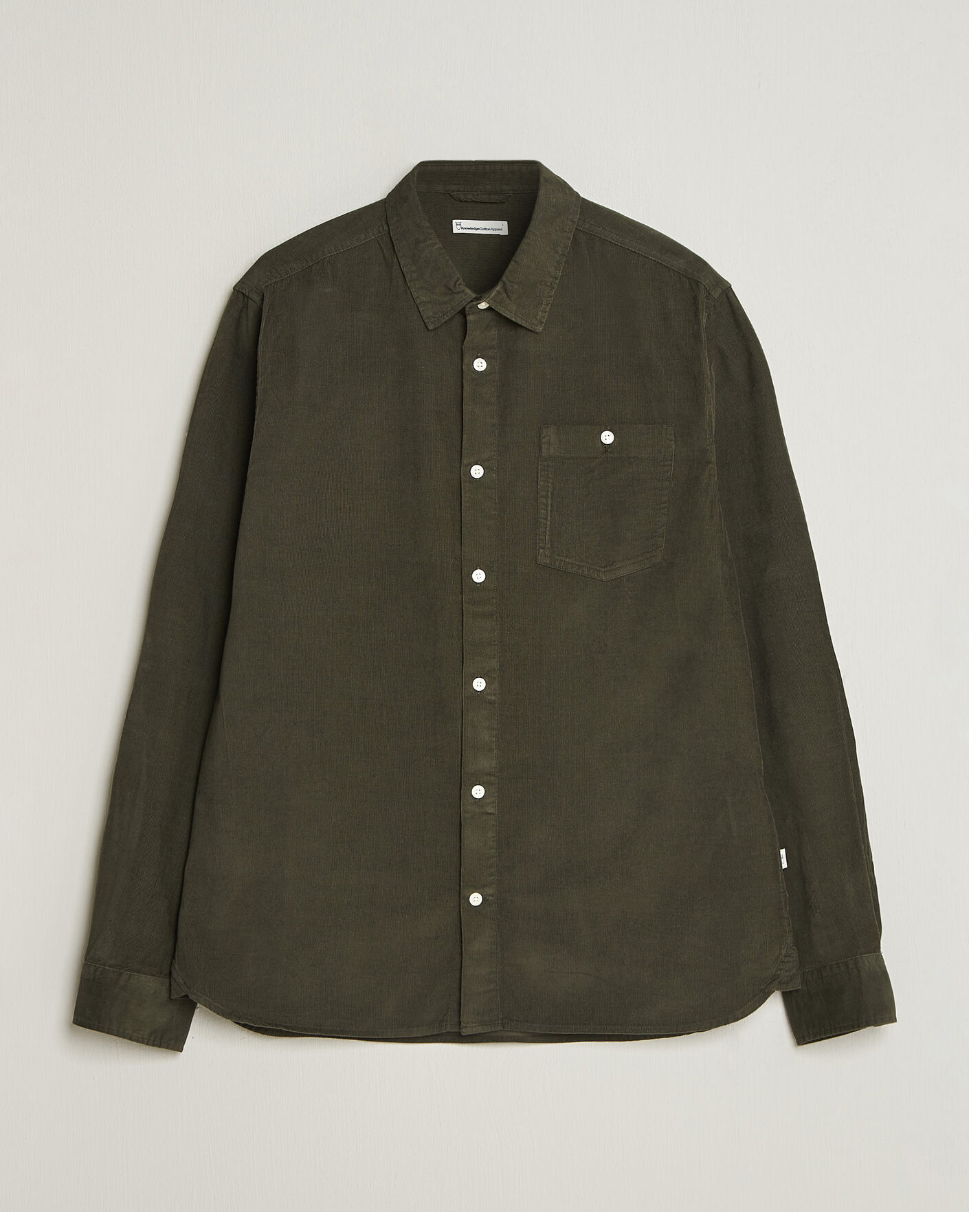 Homme | Chemises | KnowledgeCotton Apparel | Regular Fit Cord Shirt Forest Night