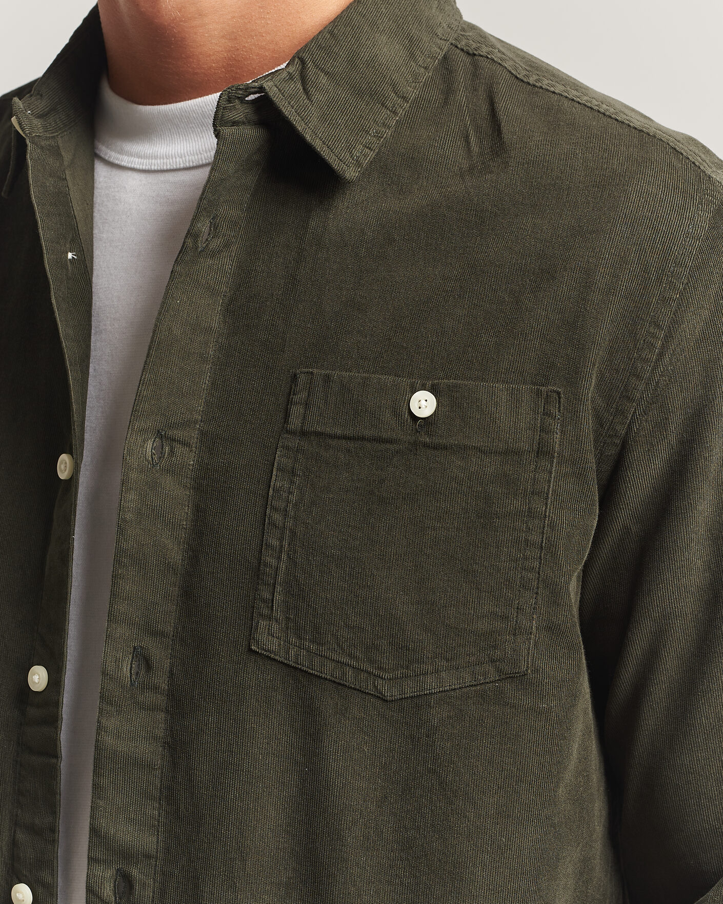 Homme | Chemises | KnowledgeCotton Apparel | Regular Fit Cord Shirt Forest Night