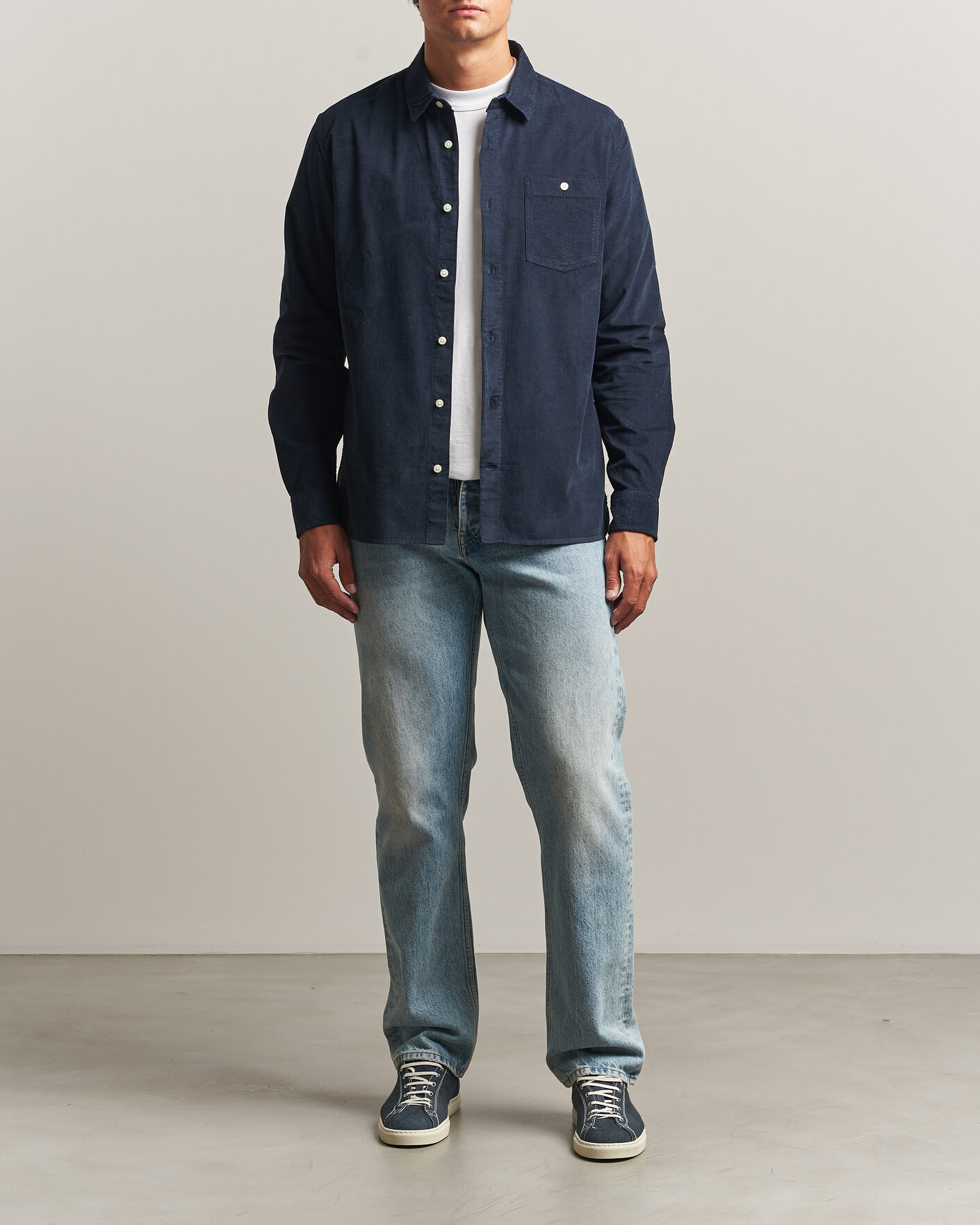 Homme | Chemises | KnowledgeCotton Apparel | Regular Fit Cord Shirt Night Sky