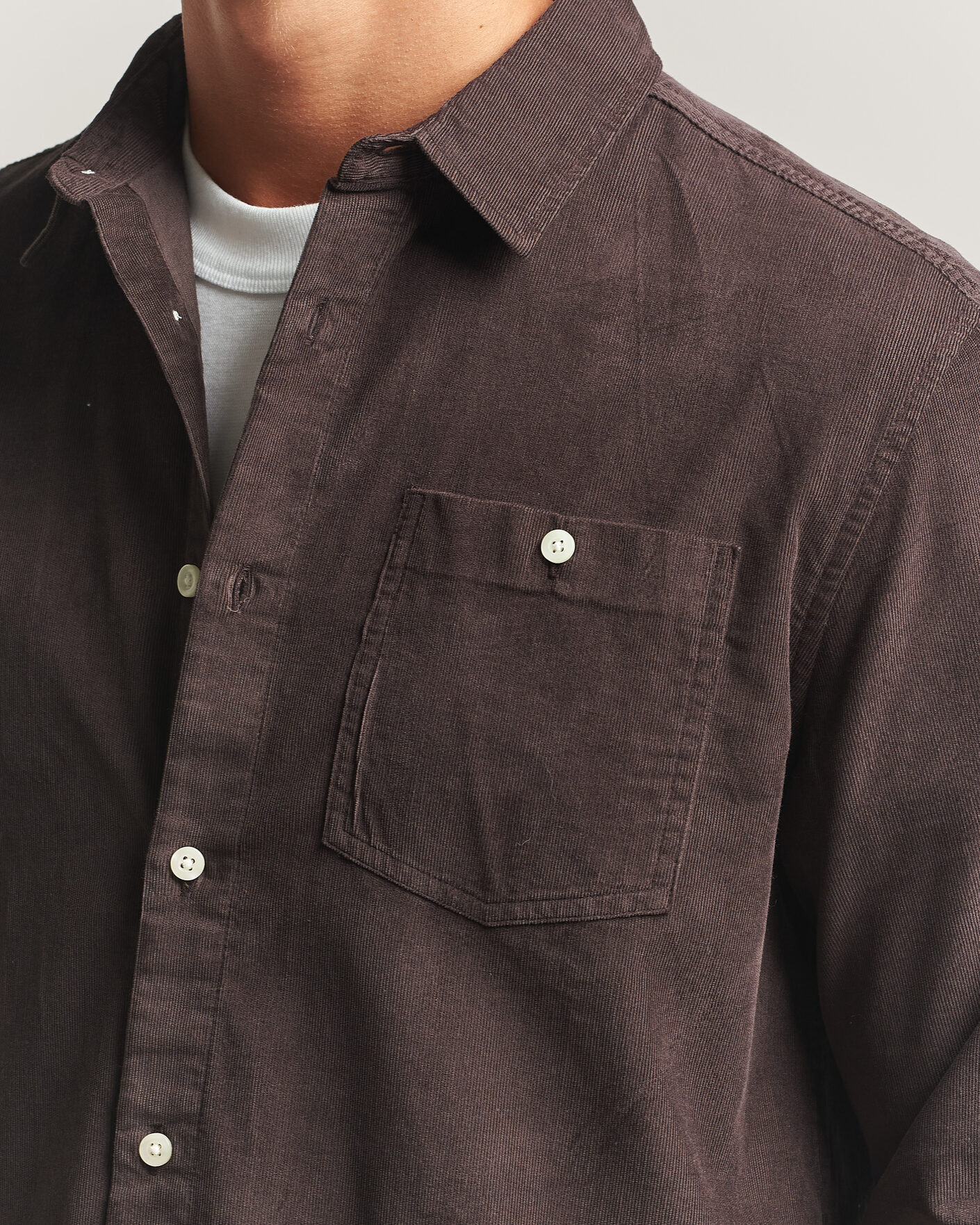 Homme | Chemises | KnowledgeCotton Apparel | Regular Fit Cord Shirt Chocolate