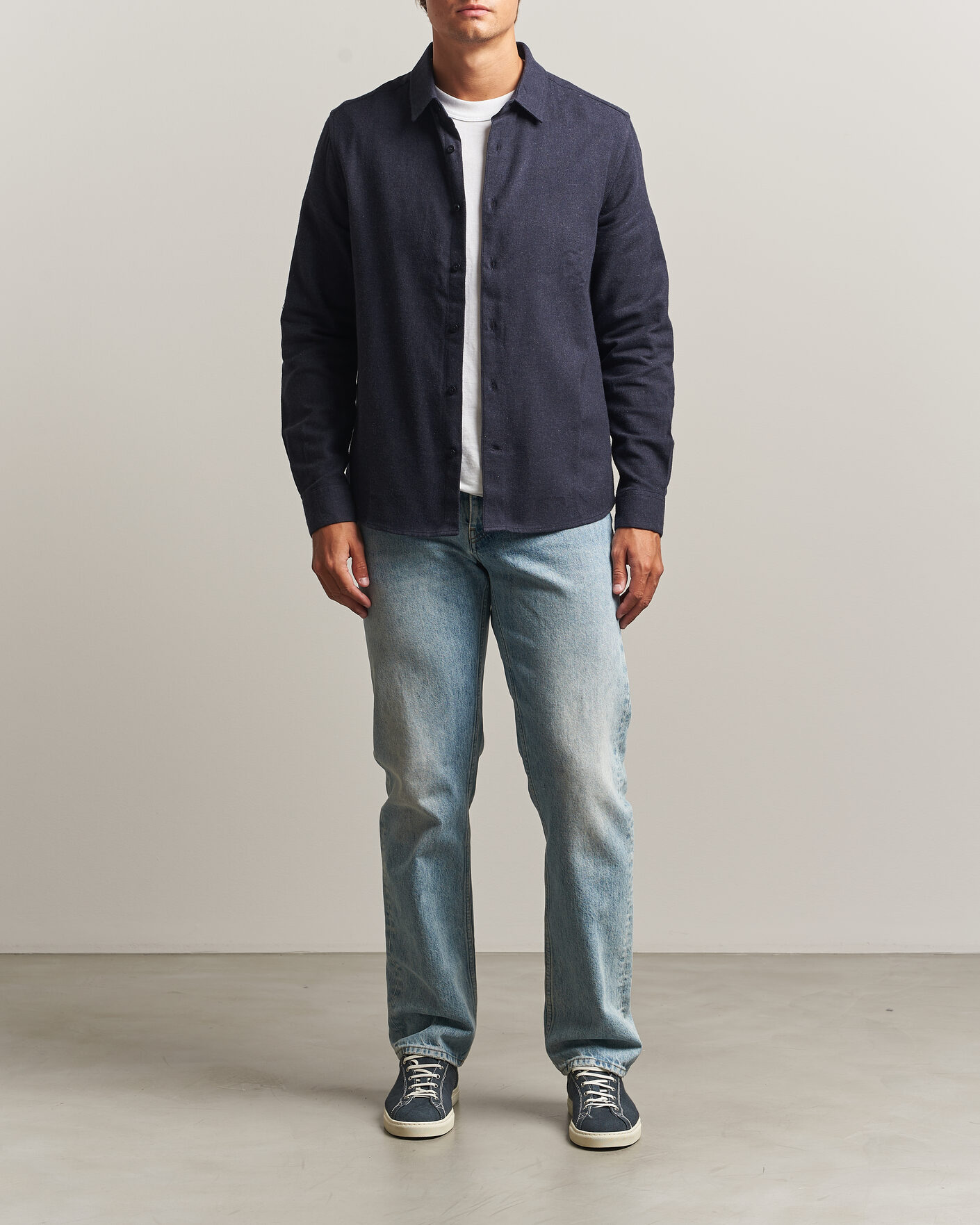 Homme | Chemises | KnowledgeCotton Apparel | Regular Fit Melange Flannel Shirt Navy