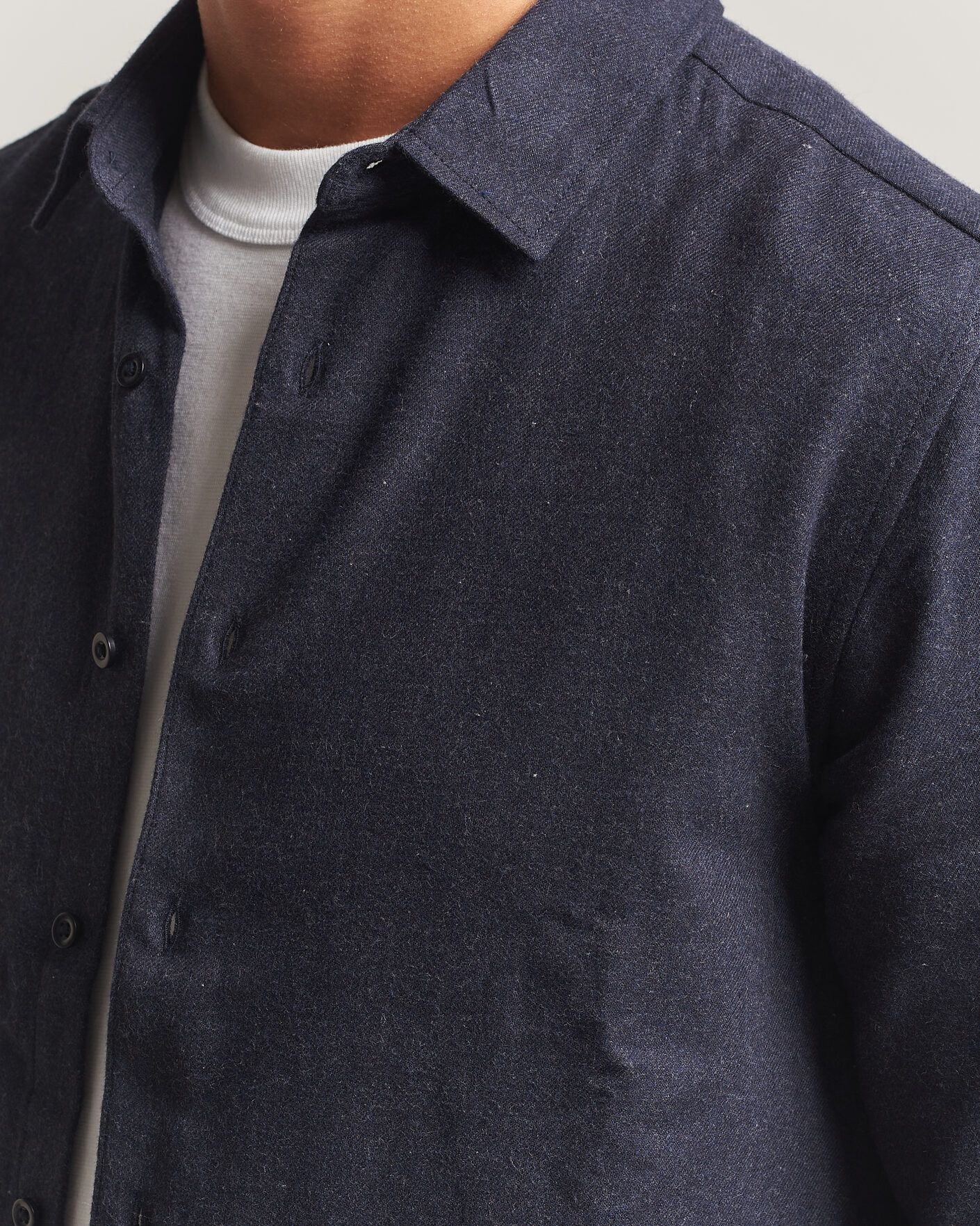 Homme | Chemises | KnowledgeCotton Apparel | Regular Fit Melange Flannel Shirt Navy