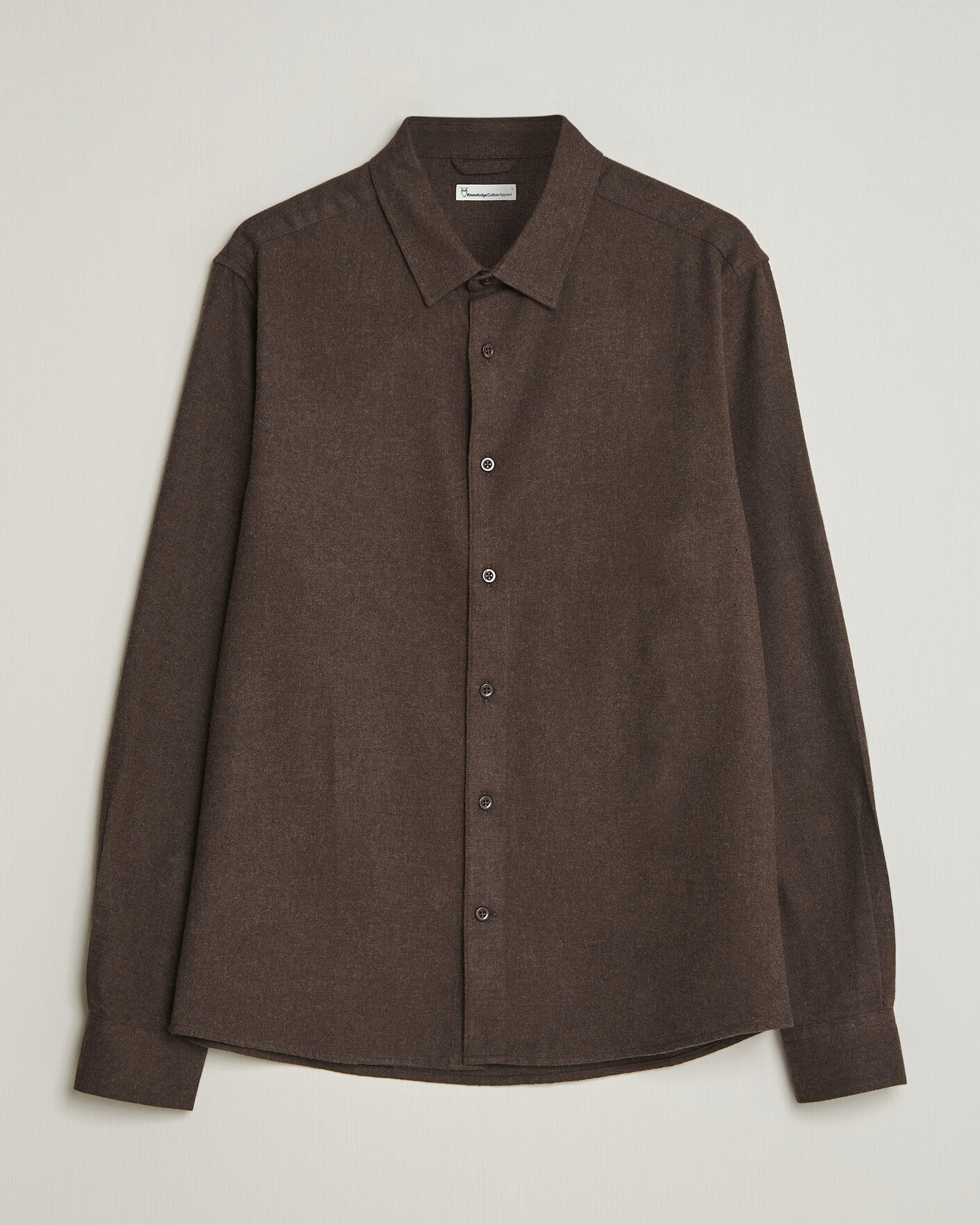 Homme | Chemises | KnowledgeCotton Apparel | Regular Fit Melange Flannel Shirt Chocolate