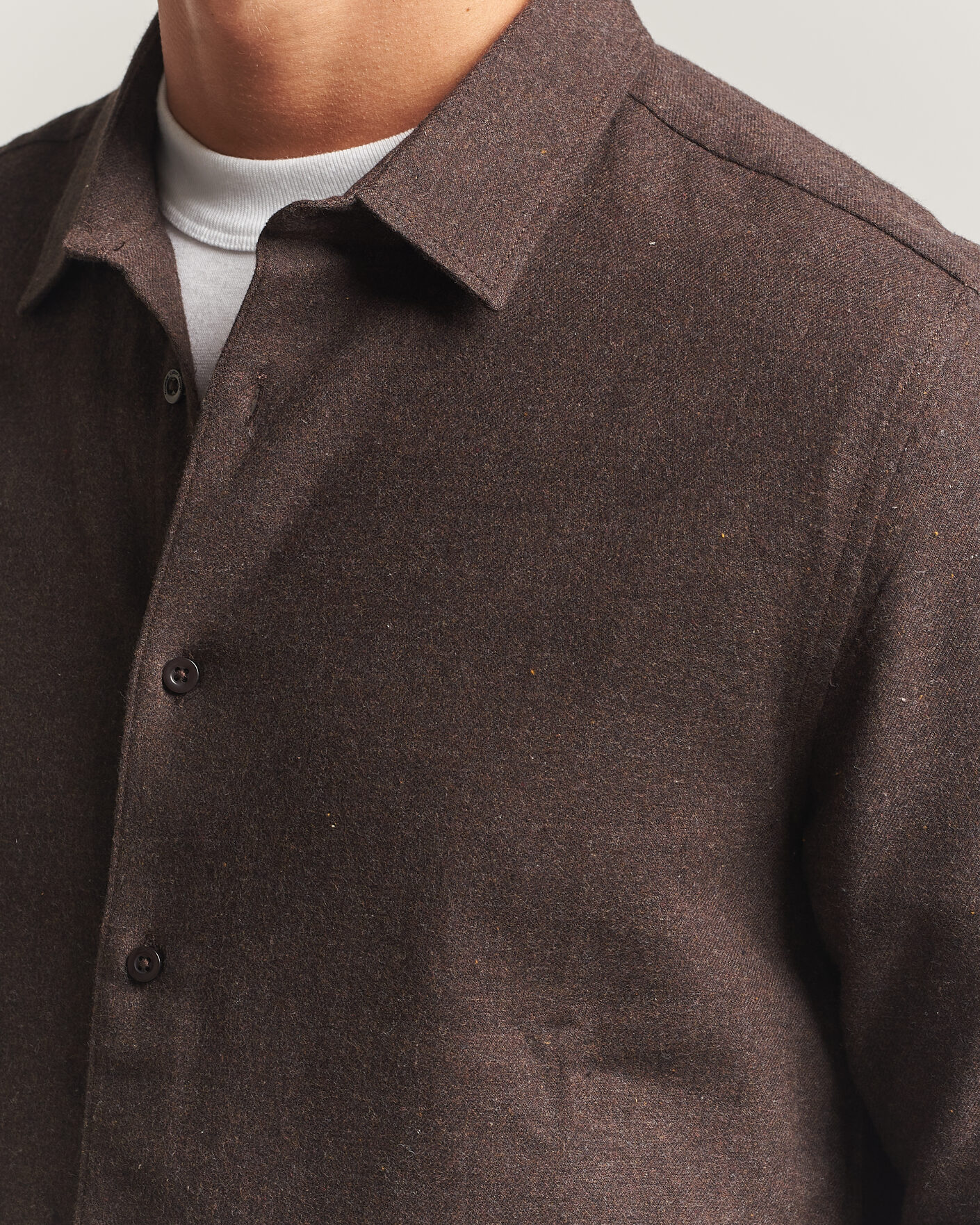 Homme | Chemises | KnowledgeCotton Apparel | Regular Fit Melange Flannel Shirt Chocolate