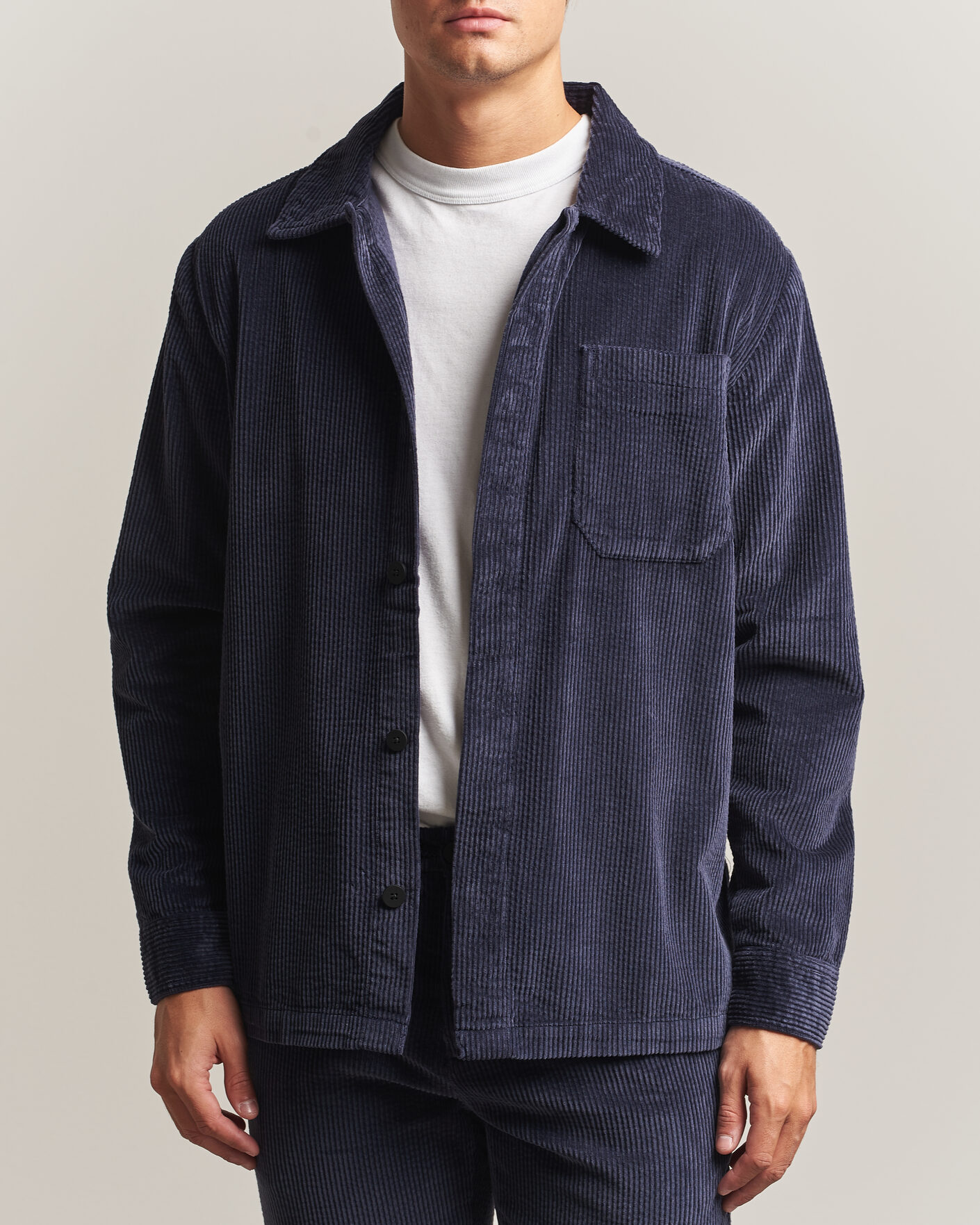 Homme | Chemises | KnowledgeCotton Apparel | Cotton Corduroy Overshirt Night Sky