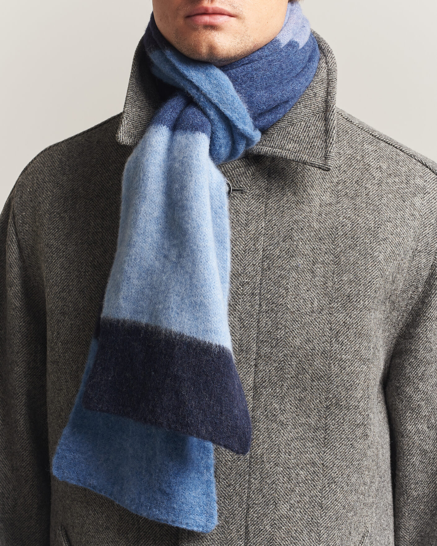 Heren | Sjaals | Robert Mackie | Rona Ribbed Shaggy Lambswool Scarf Blue