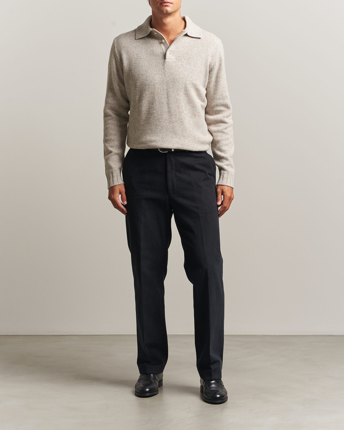 Homme | Pulls Et Tricots | Morgano | Wool/Cashmere Knitted Polo Beige