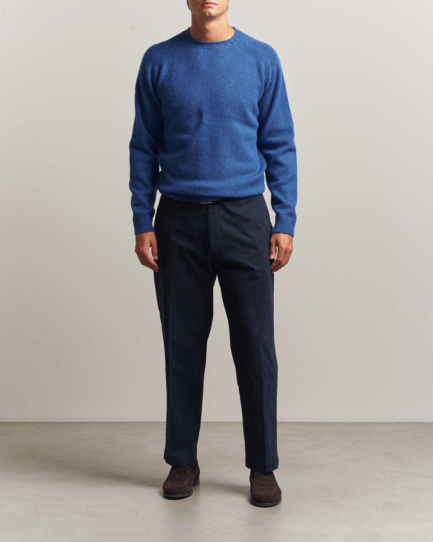 Homme | Pulls Et Tricots | Morgano | Brushed Wool Crewneck High Blue