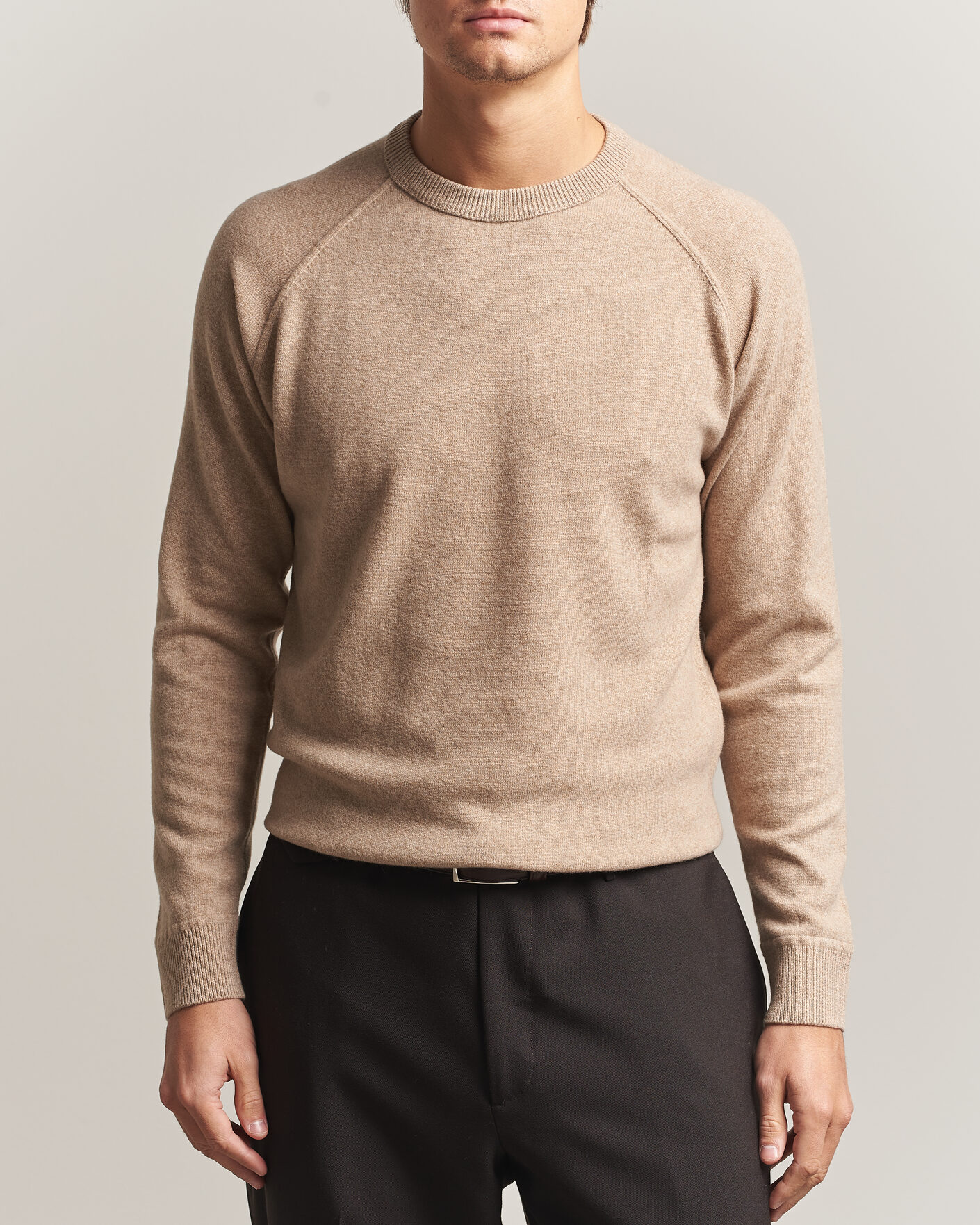 Heren | Truien | Morgano | Wool/Cashmere Raglan Crew Beige