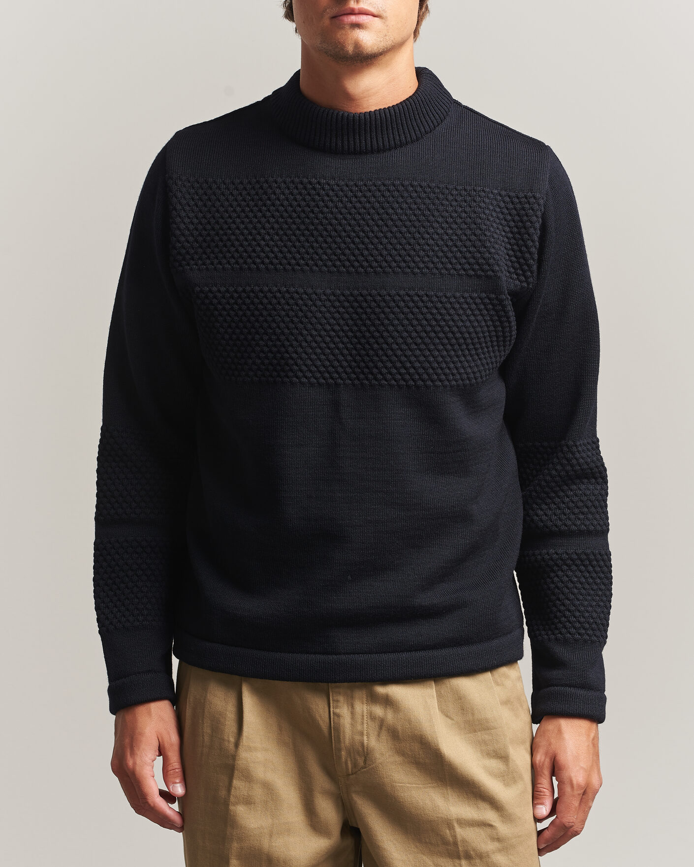 Homme | Pulls Et Tricots | S.N.S. Herning | Fisherman Mock Neck Navy Blue