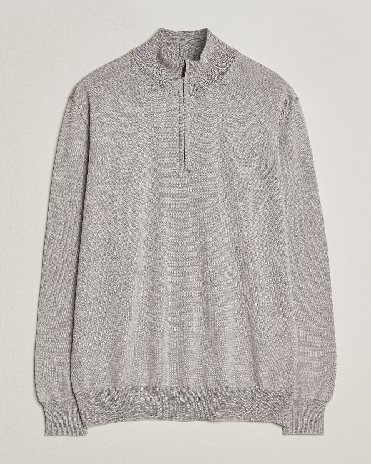 Homme | Pulls Et Tricots | Morgano | Extra Fine Merino Wool Half-Zip Light Grey