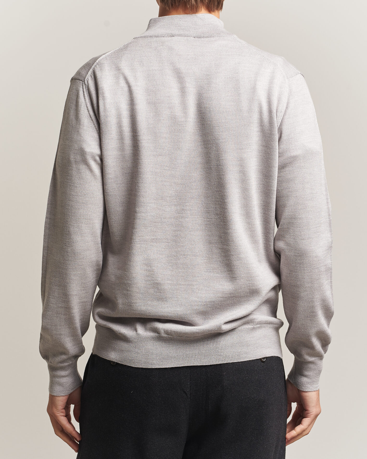 Homme | Pulls Et Tricots | Morgano | Extra Fine Merino Wool Half-Zip Light Grey