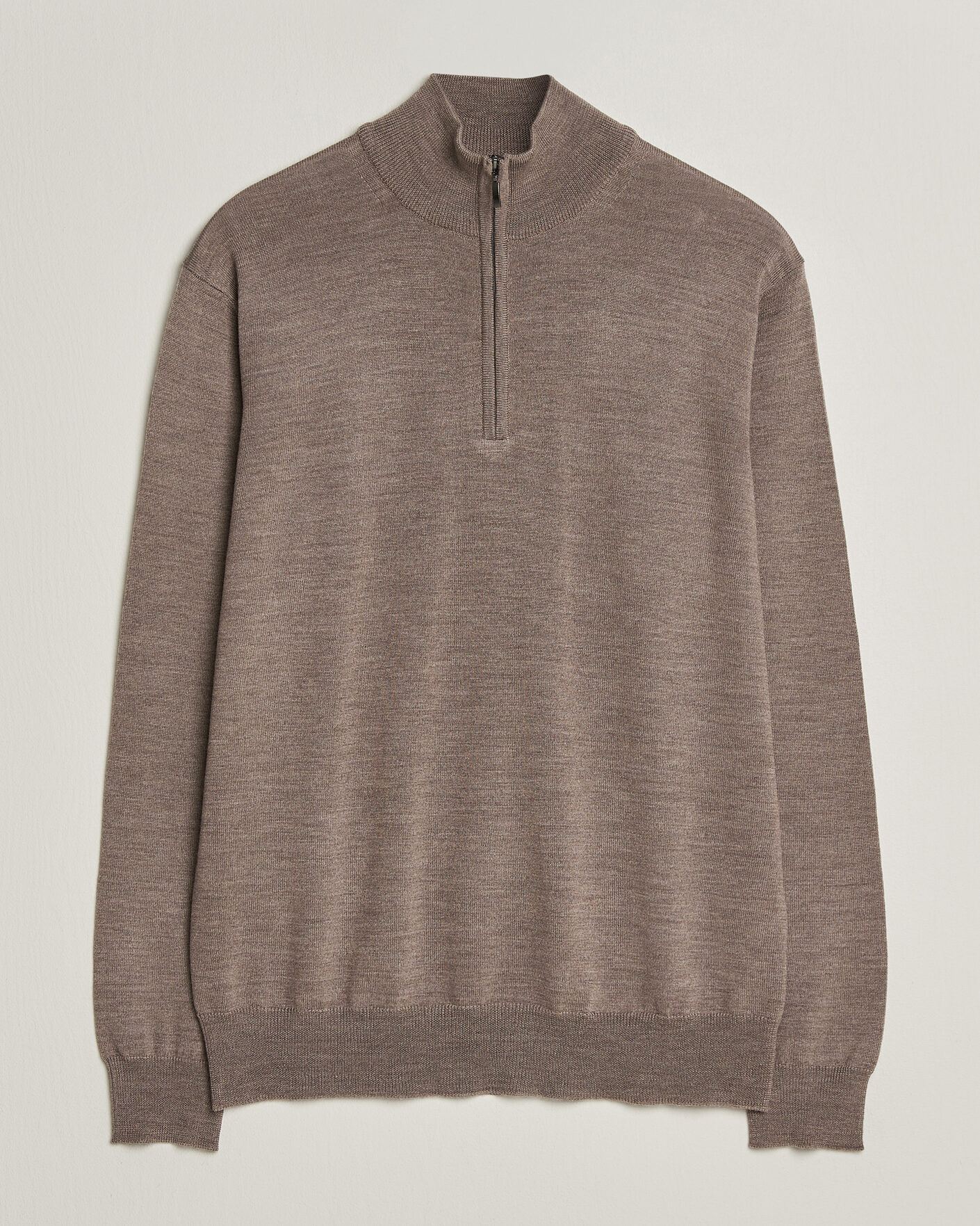 Heren | Truien | Morgano | Extra Fine Merino Wool Half-Zip Mid Brown