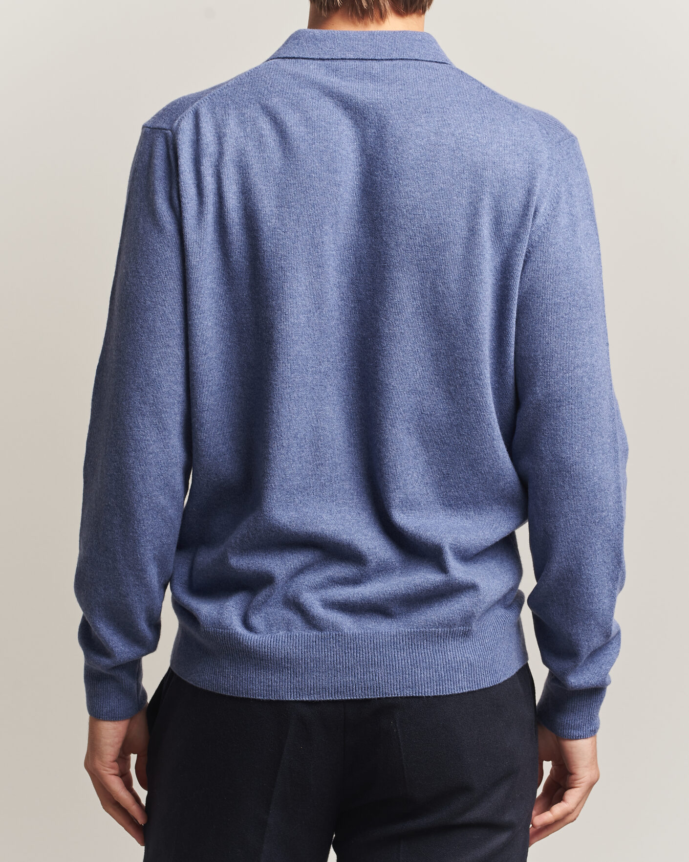 Heren | Truien | Morgano | Wool/Cashmere Polo Mid Blue
