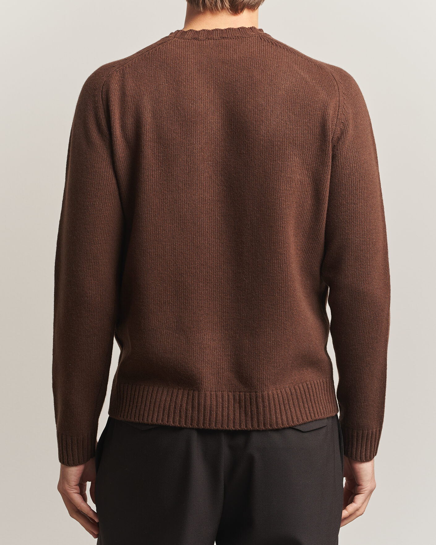 Homme | Pulls Et Tricots | Morgano | Heavy Knitted Wool/Cashmere Crewneck Dark Brown