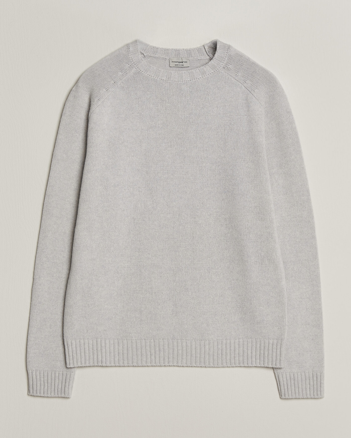 Heren | Truien | Morgano | Heavy Knitted Wool/Cashmere Crewneck Light Grey
