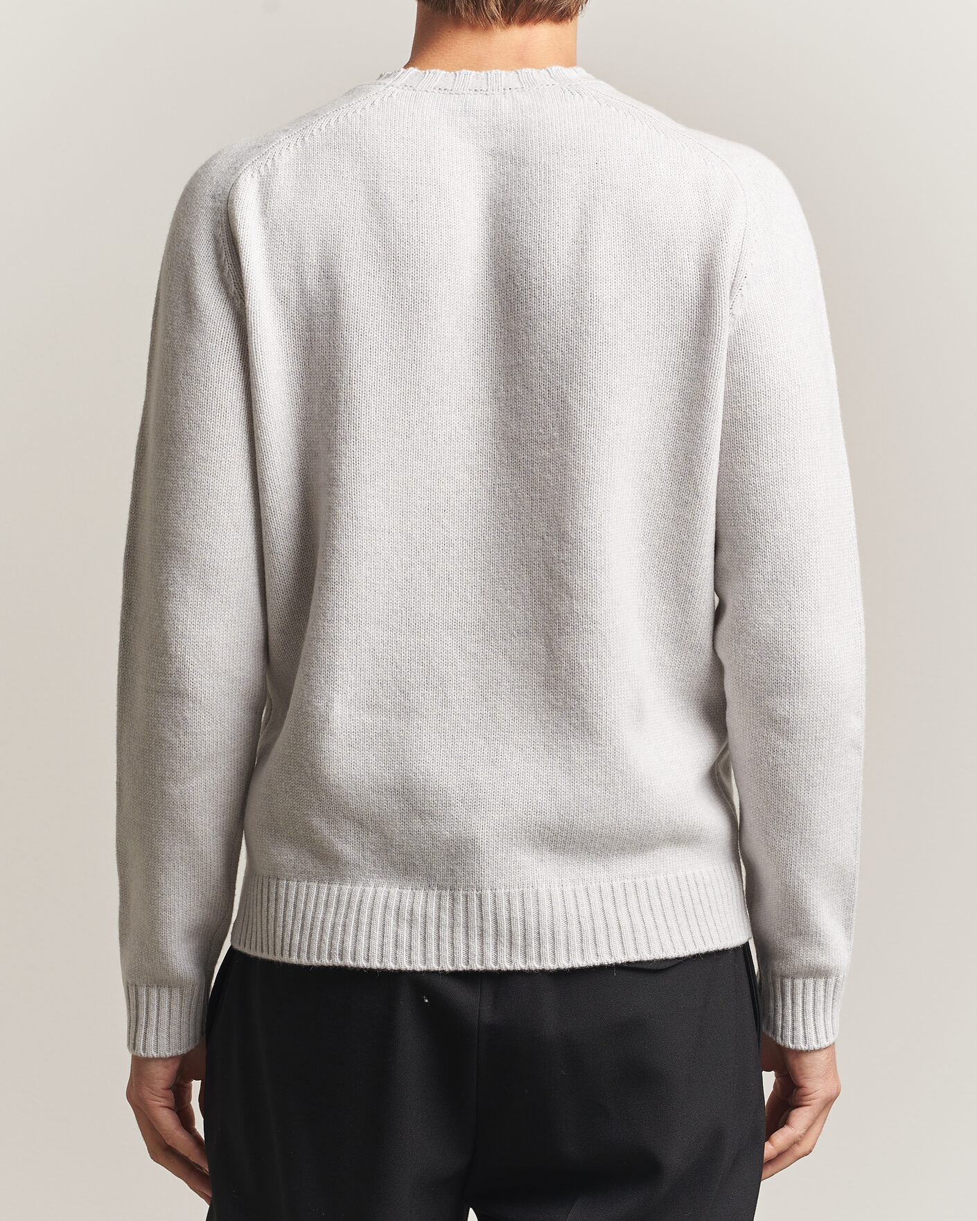 Heren | Truien | Morgano | Heavy Knitted Wool/Cashmere Crewneck Light Grey
