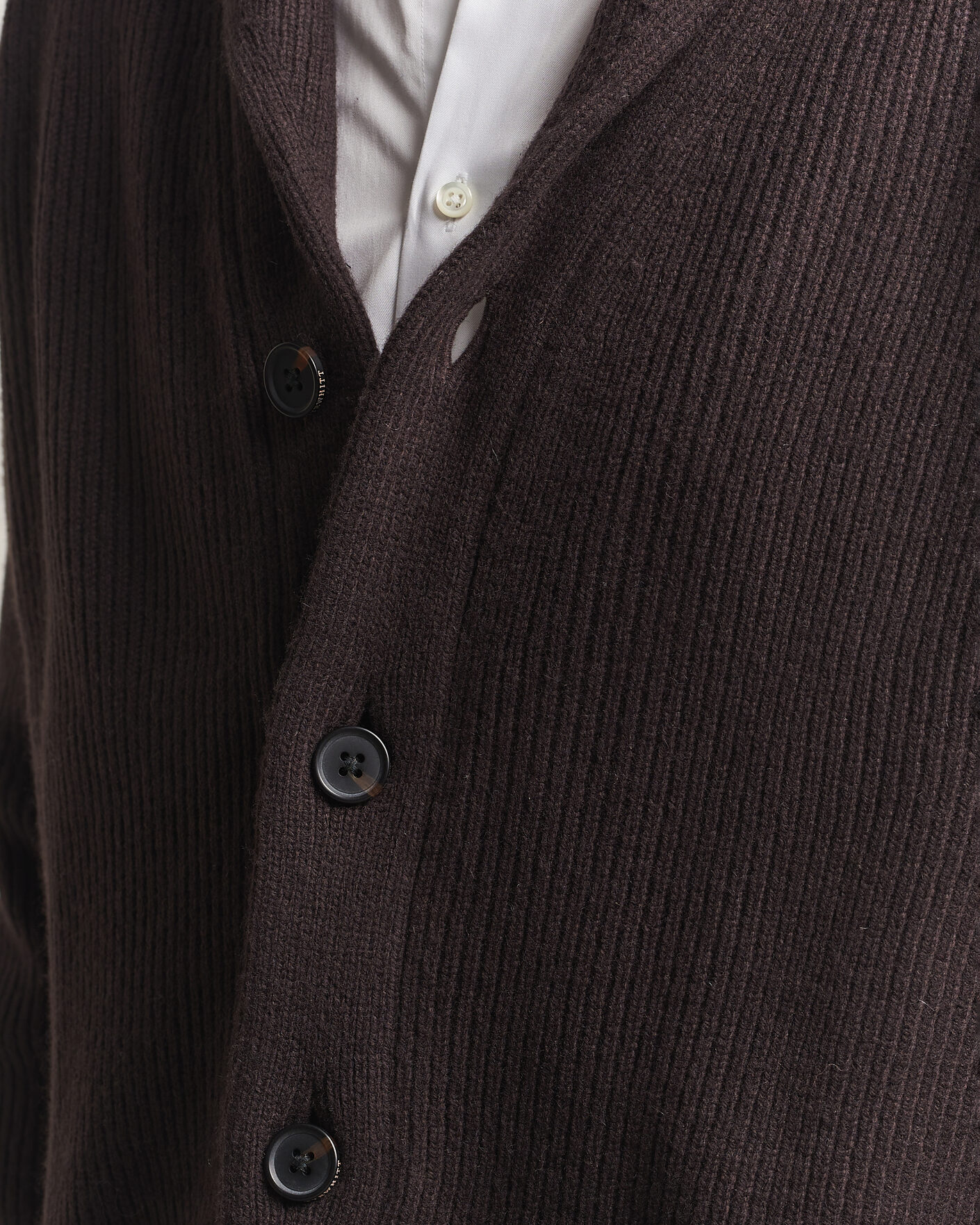 Heren | Truien | Charles Tyrwhitt | Chunky Merino Shawl Neck Cardigan Chocolate