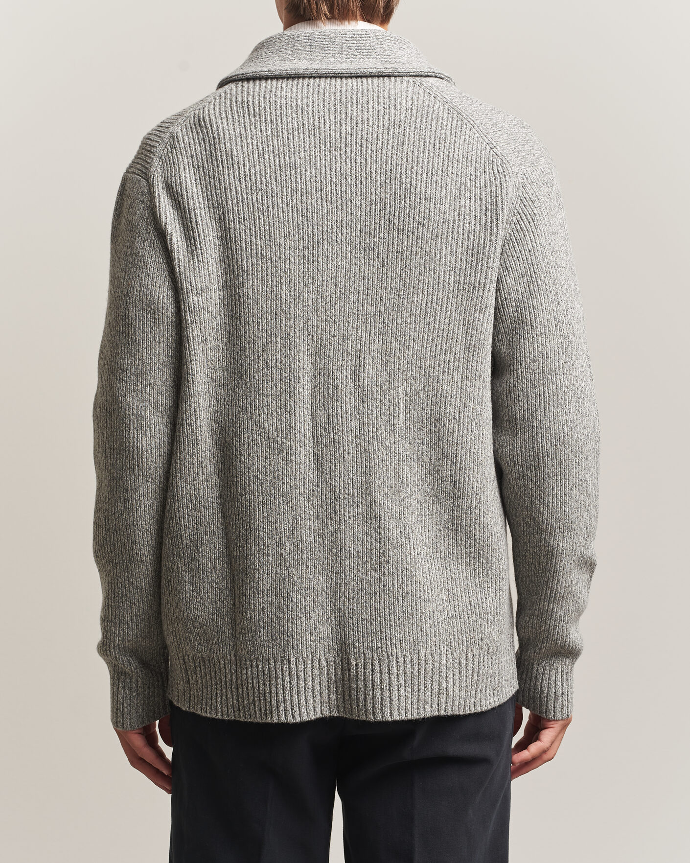 Heren | Truien | Charles Tyrwhitt | Chunky Merino Shawl Neck Cardigan Grey