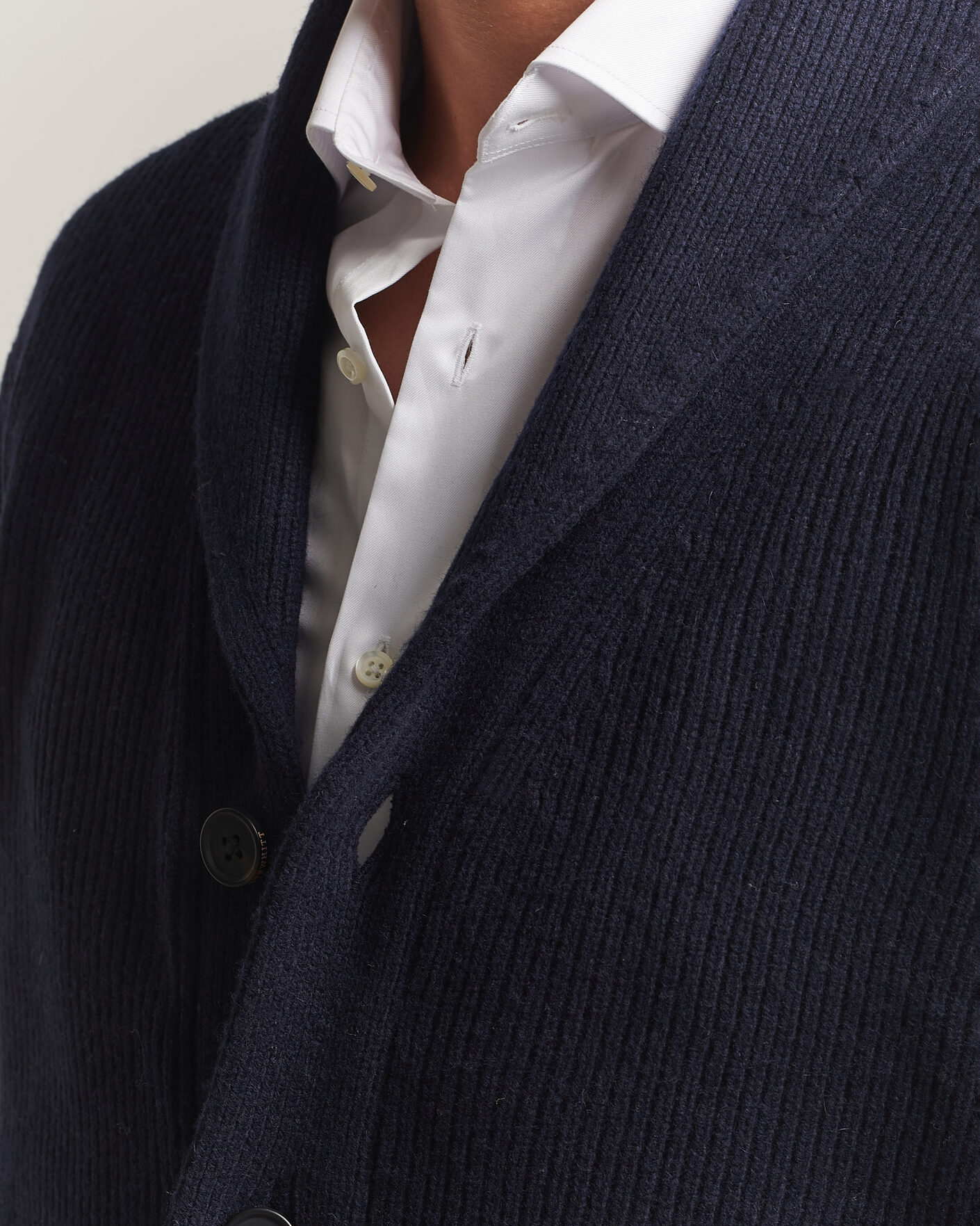 Heren | Truien | Charles Tyrwhitt | Chunky Merino Shawl Neck Cardigan Navy